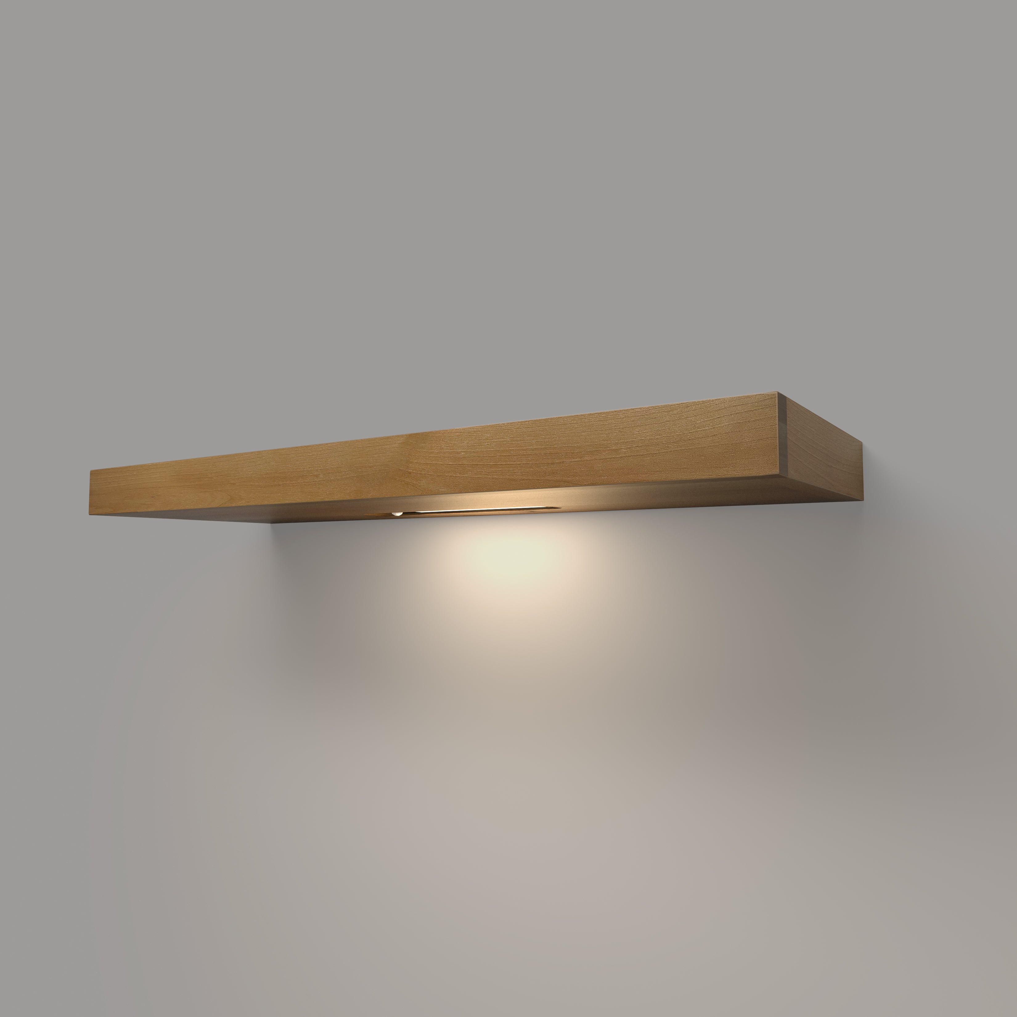 Rustic Alder 2 Inch Thick LED Lighted Floating Shelves - Battery
