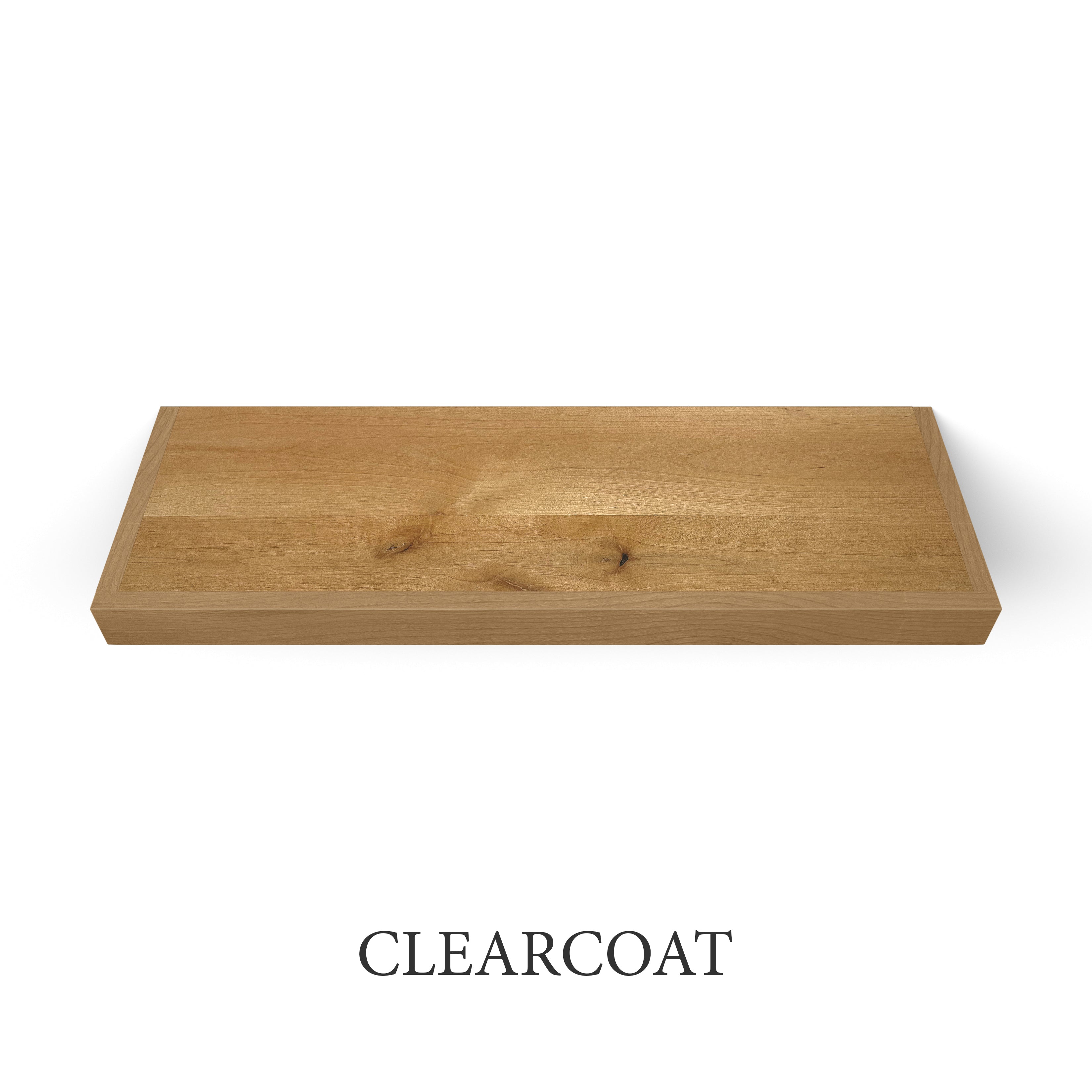 clearcoat Rustic Alder 2 Inch Thick Floating Shelves