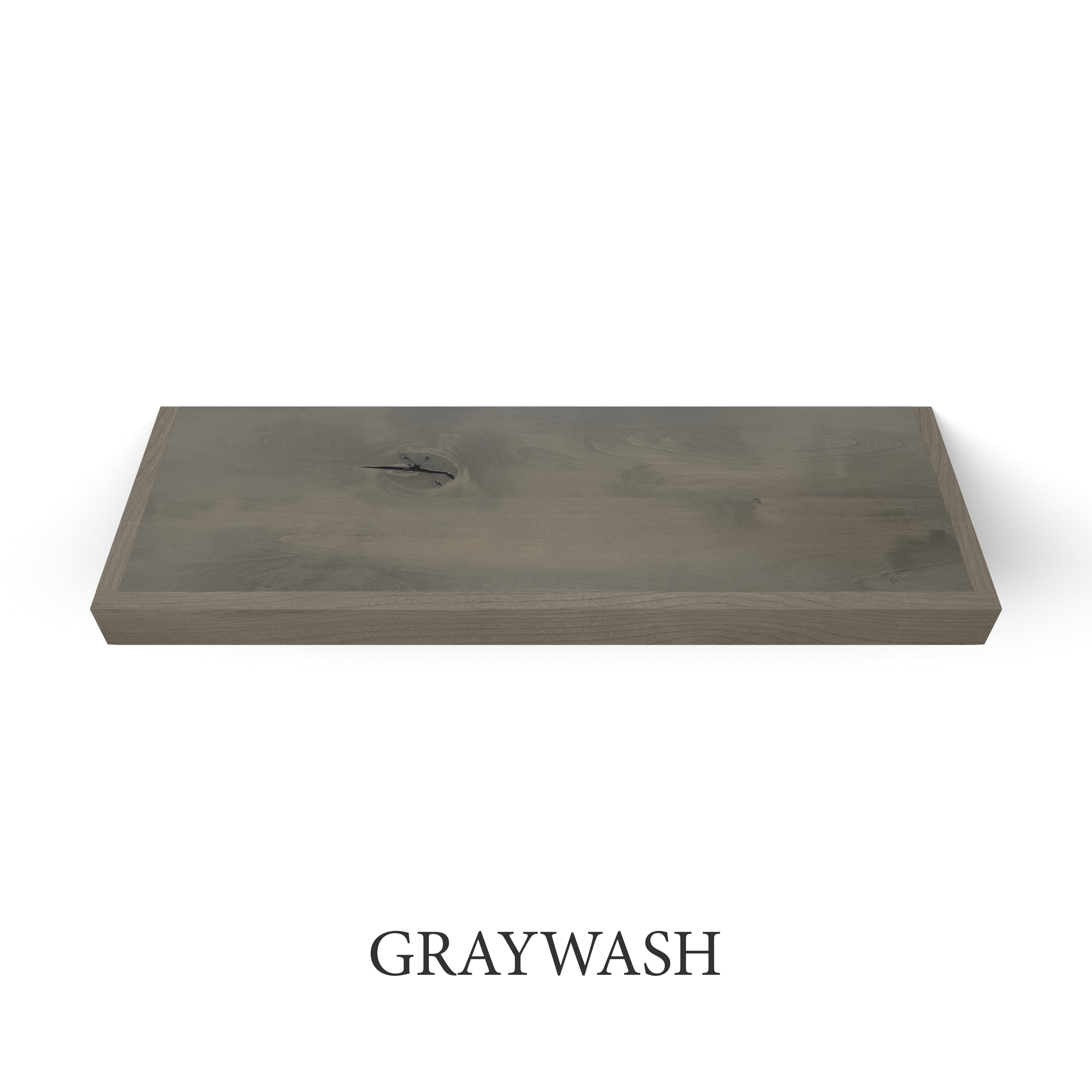 graywash Rustic Alder 2 Inch Thick LED Lighted Floating Shelves - Hardwired