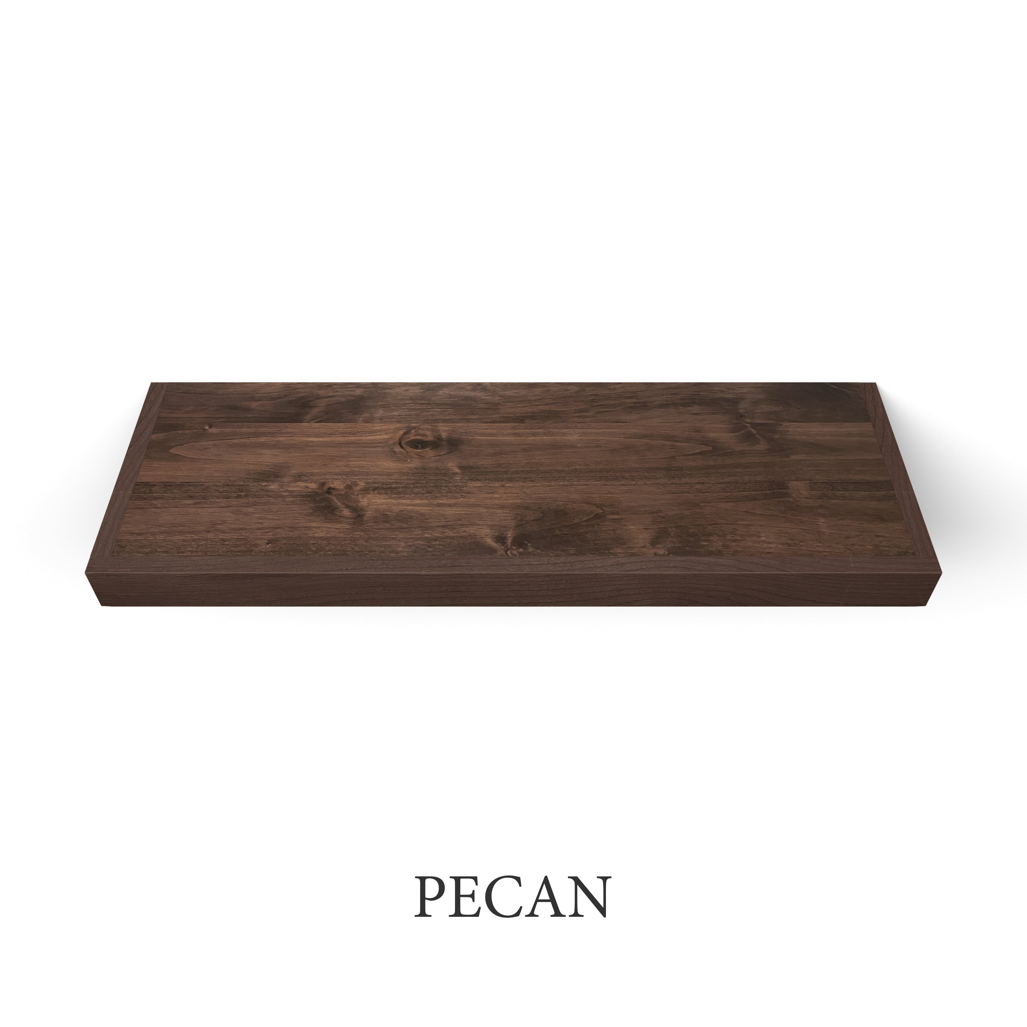 pacan Rustic Alder 2 Inch Thick LED Lighted Floating Shelves - Hardwired