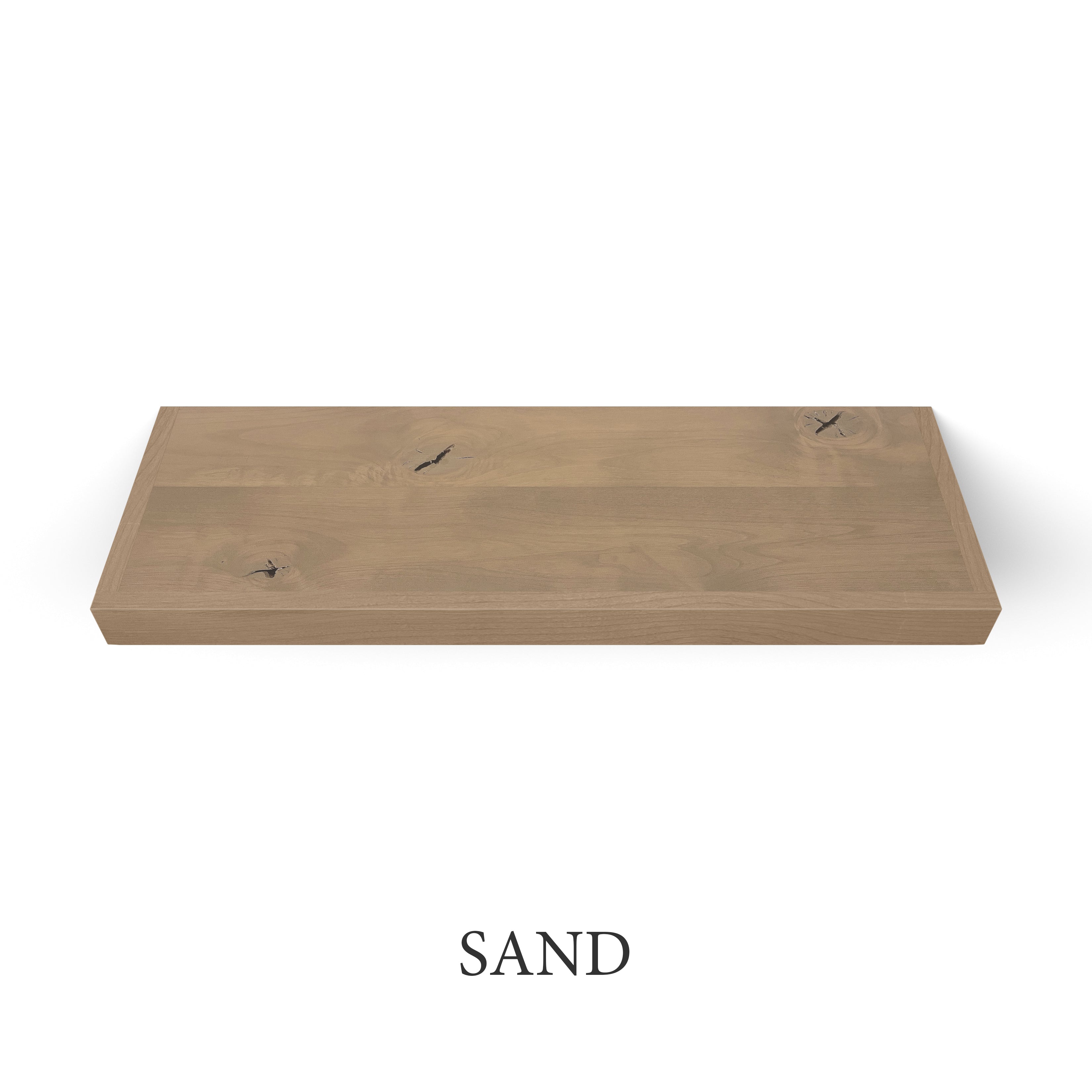 sand Rustic Alder 2 Inch Thick LED Lighted Floating Shelves - Hardwired