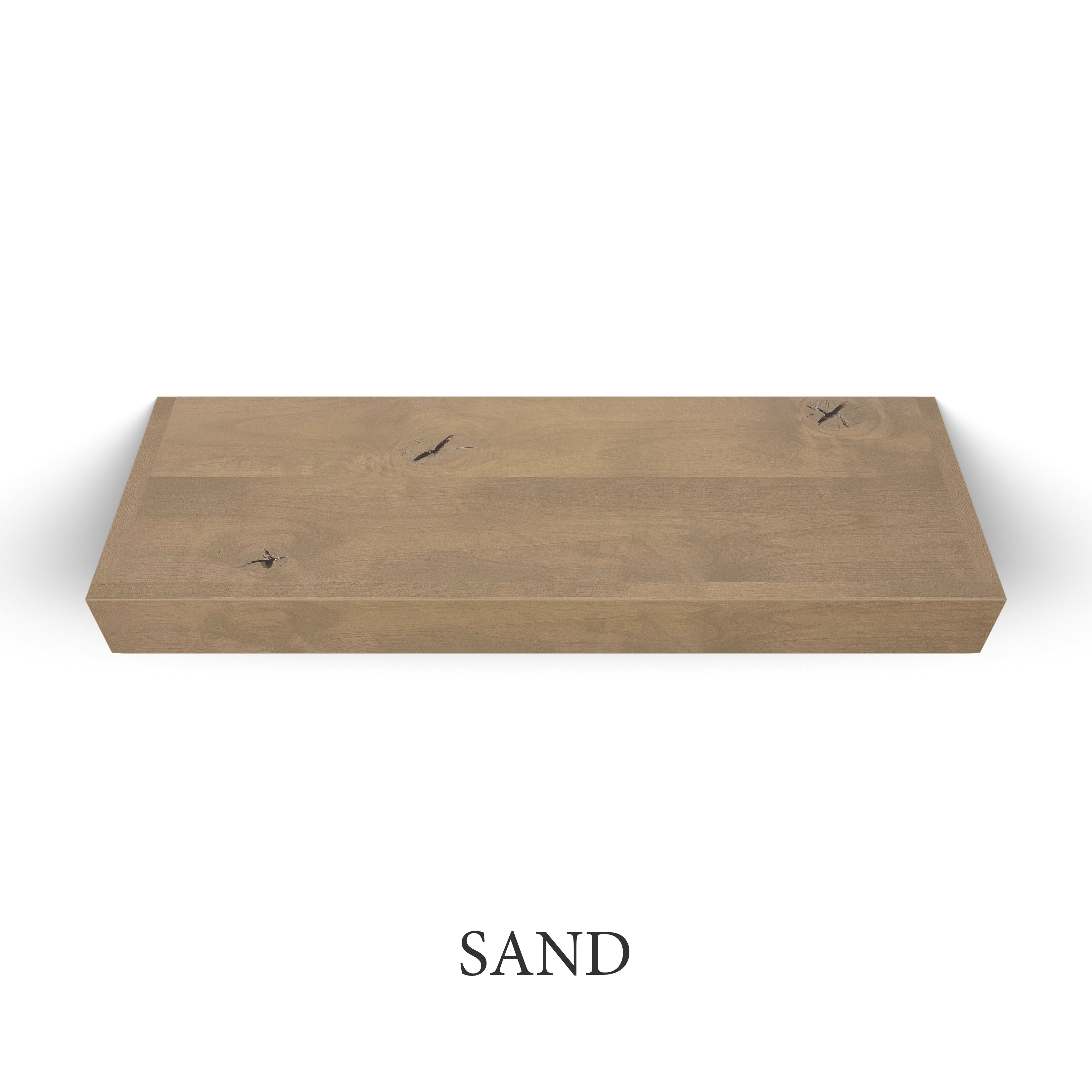 sand Rustic Alder 3 Inch Thick LED Lighted Floating Shelf - Hardwired