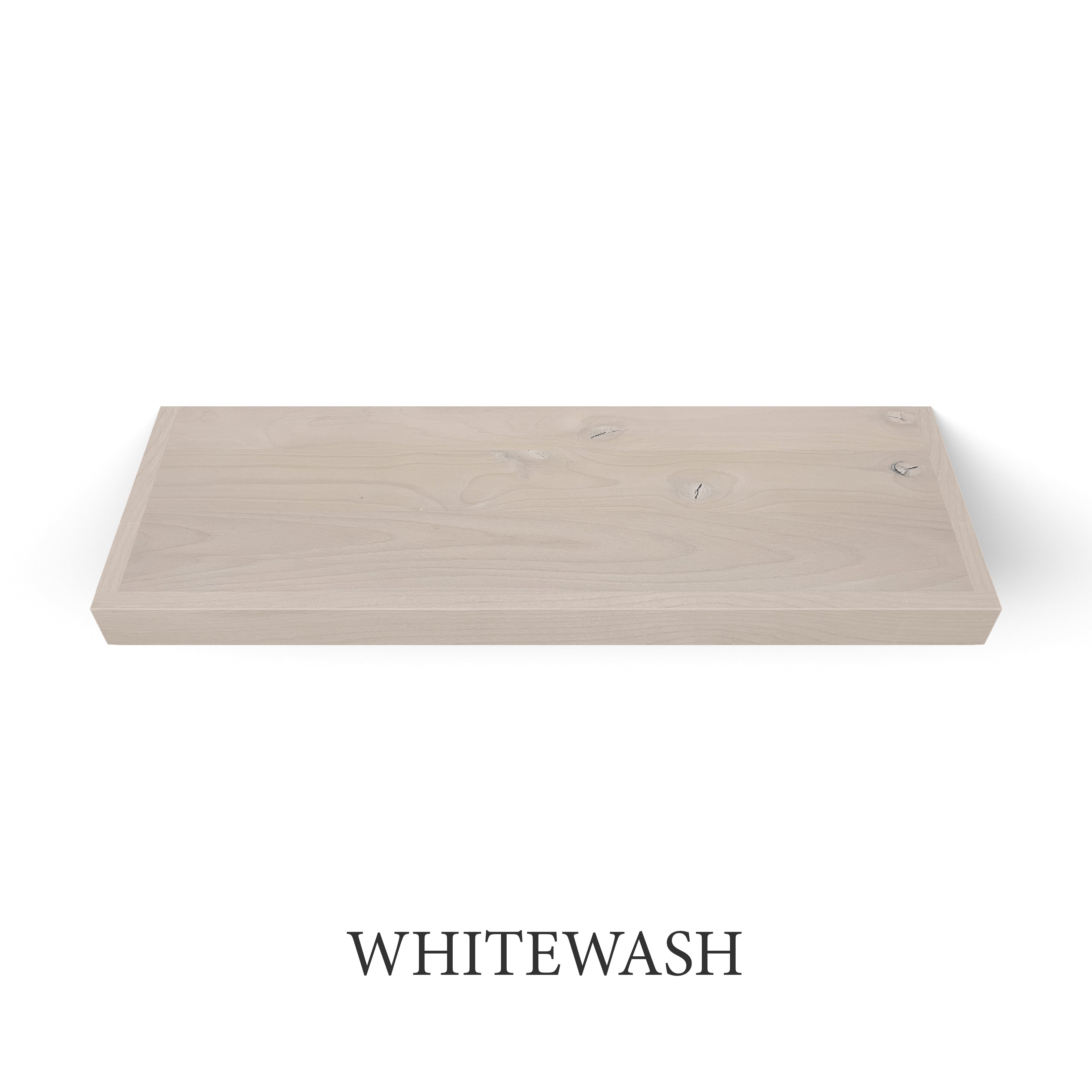 whitewash Rustic Alder 2 Inch Thick Floating Shelves