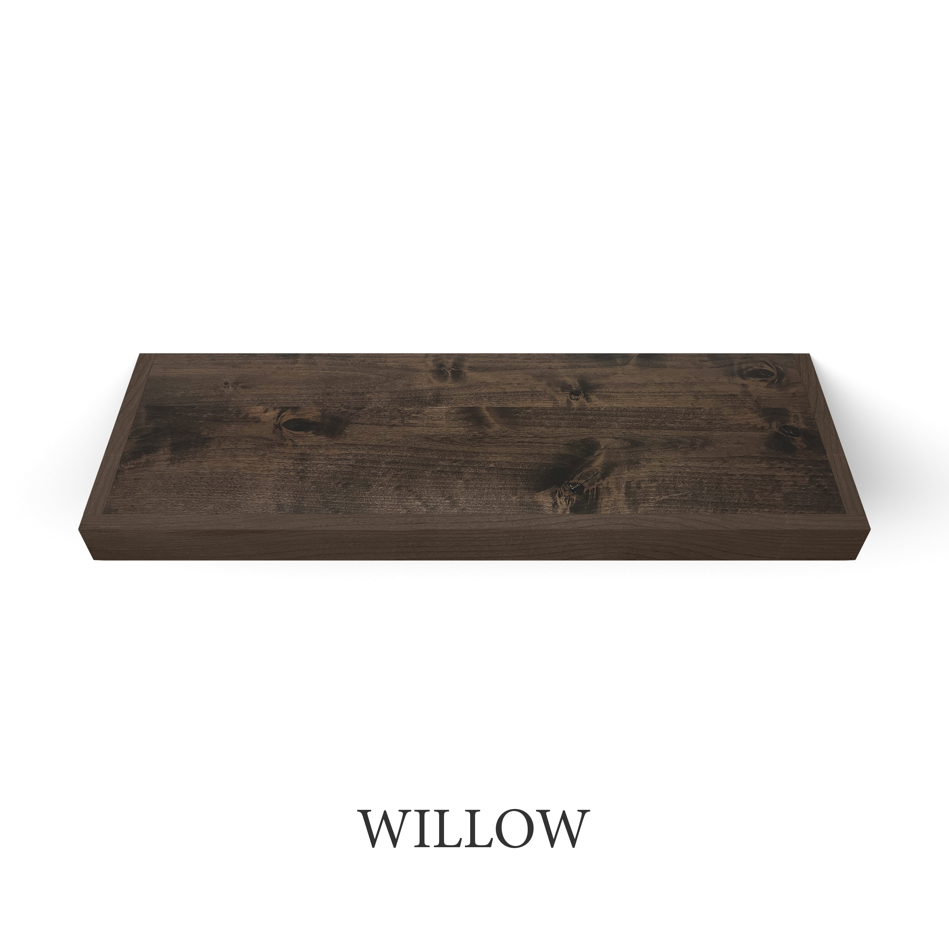 willow Rustic Alder 2 Inch Thick LED Lighted Floating Shelves - Battery