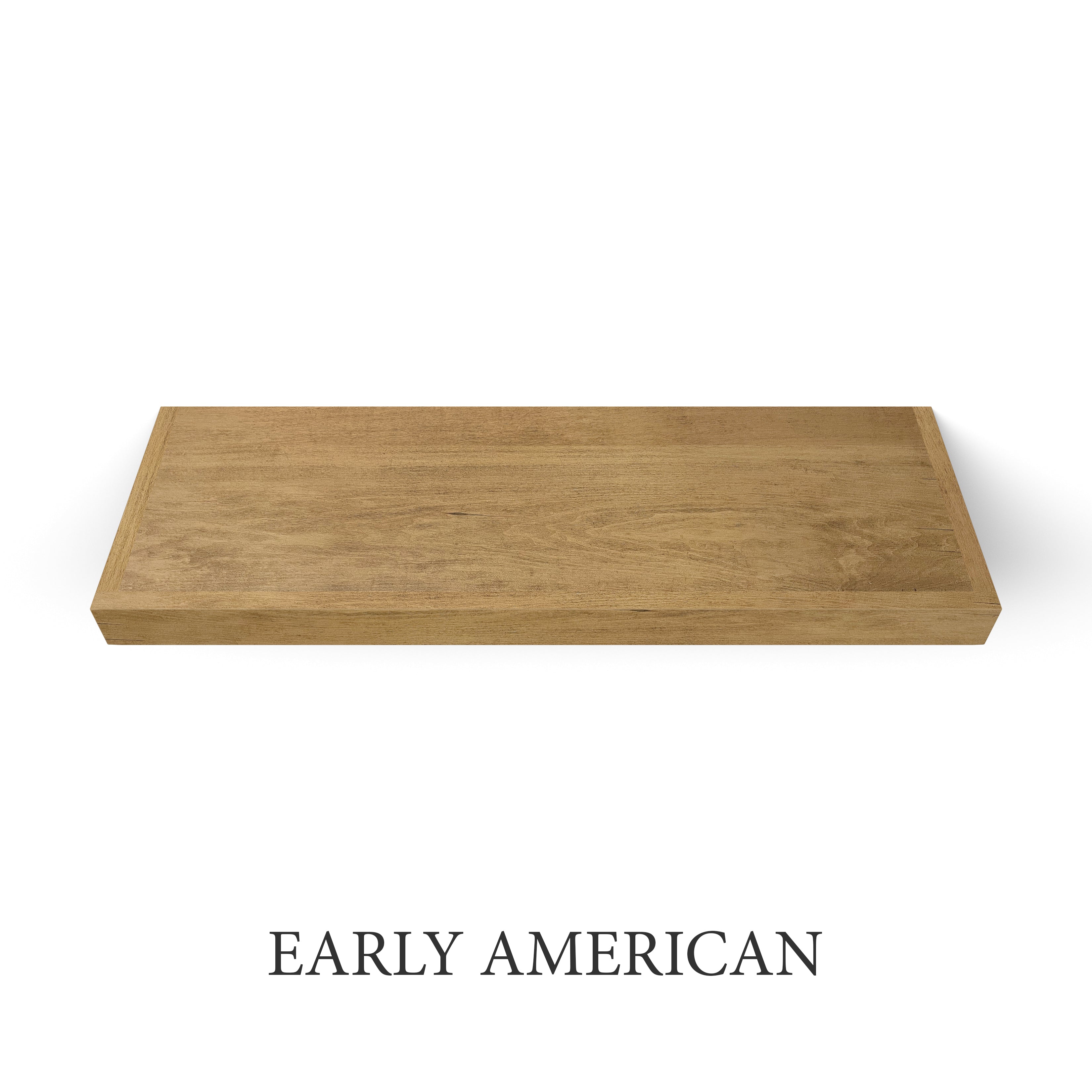 early american Maple 2 Inch LED Lighted Floating Shelf - Battery