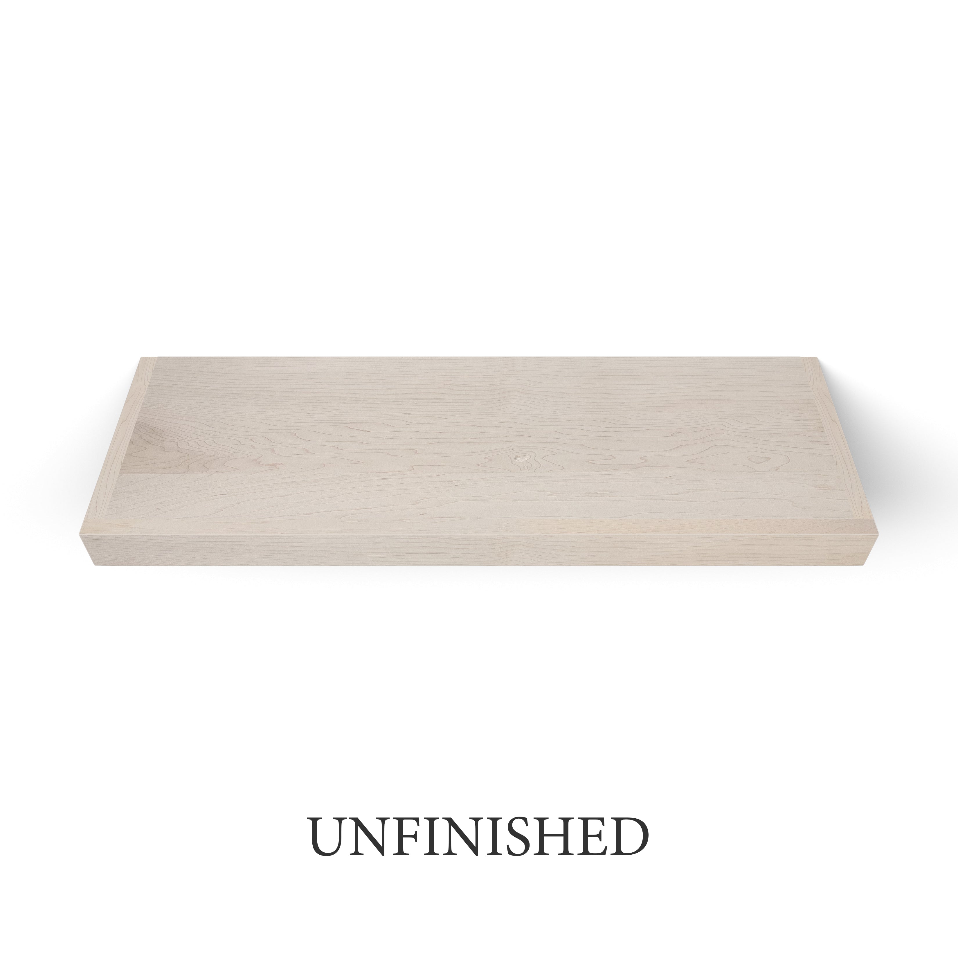 unfinished Maple 2 inch Thick Floating Shelf