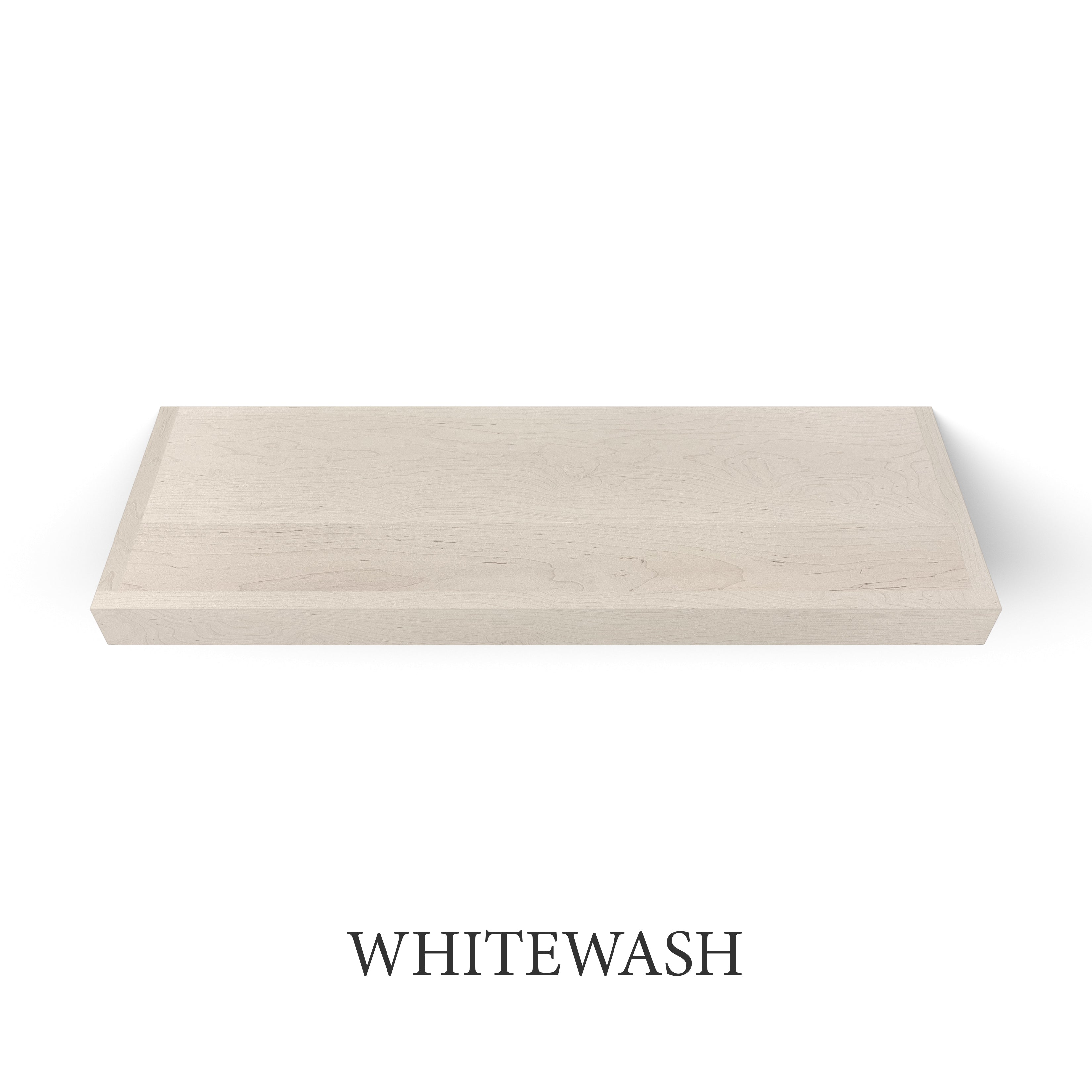 whitewash Maple 2 Inch LED Lighted Floating Shelf - Battery