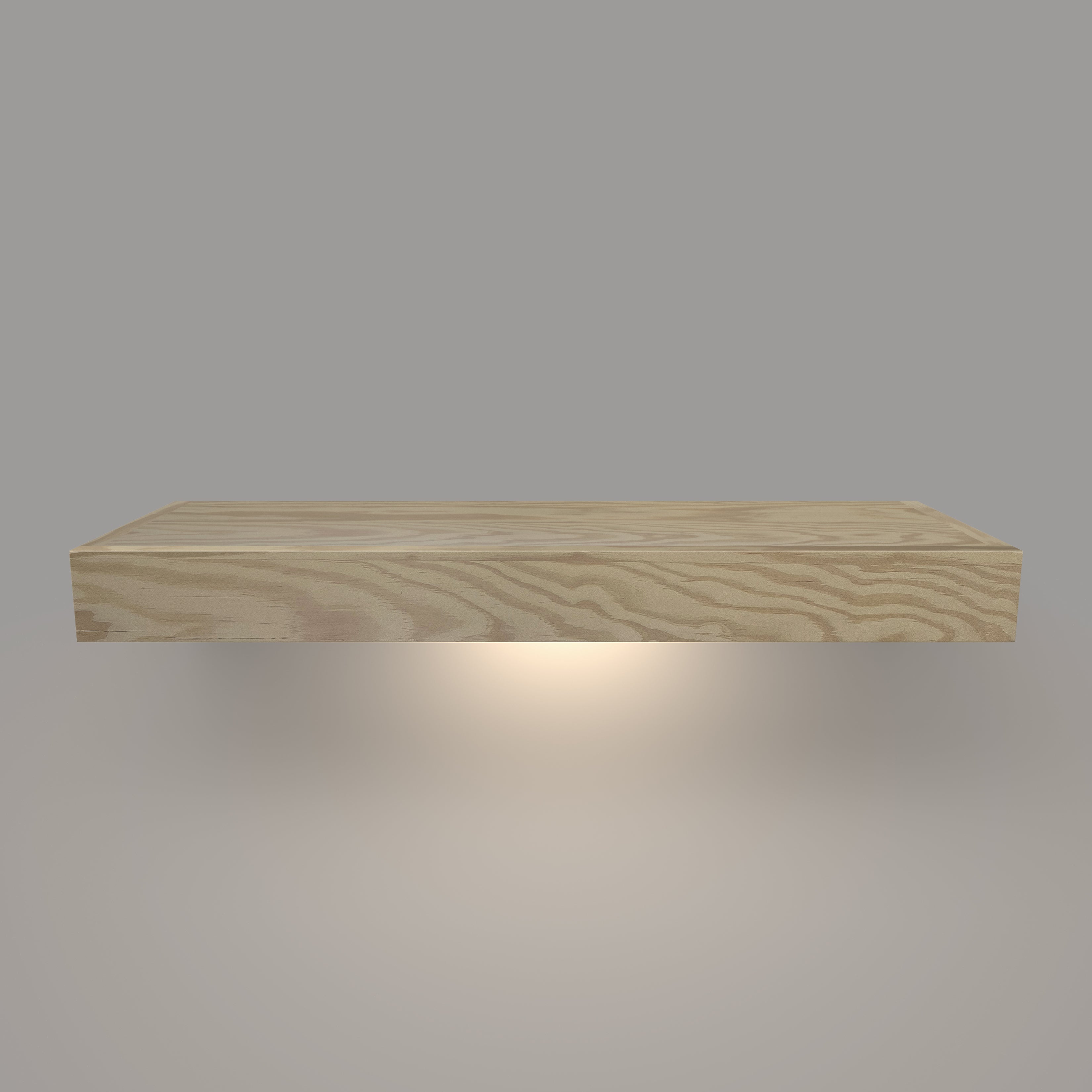 Pine 3 Inch Thick LED Lighted Floating Shelf - Battery