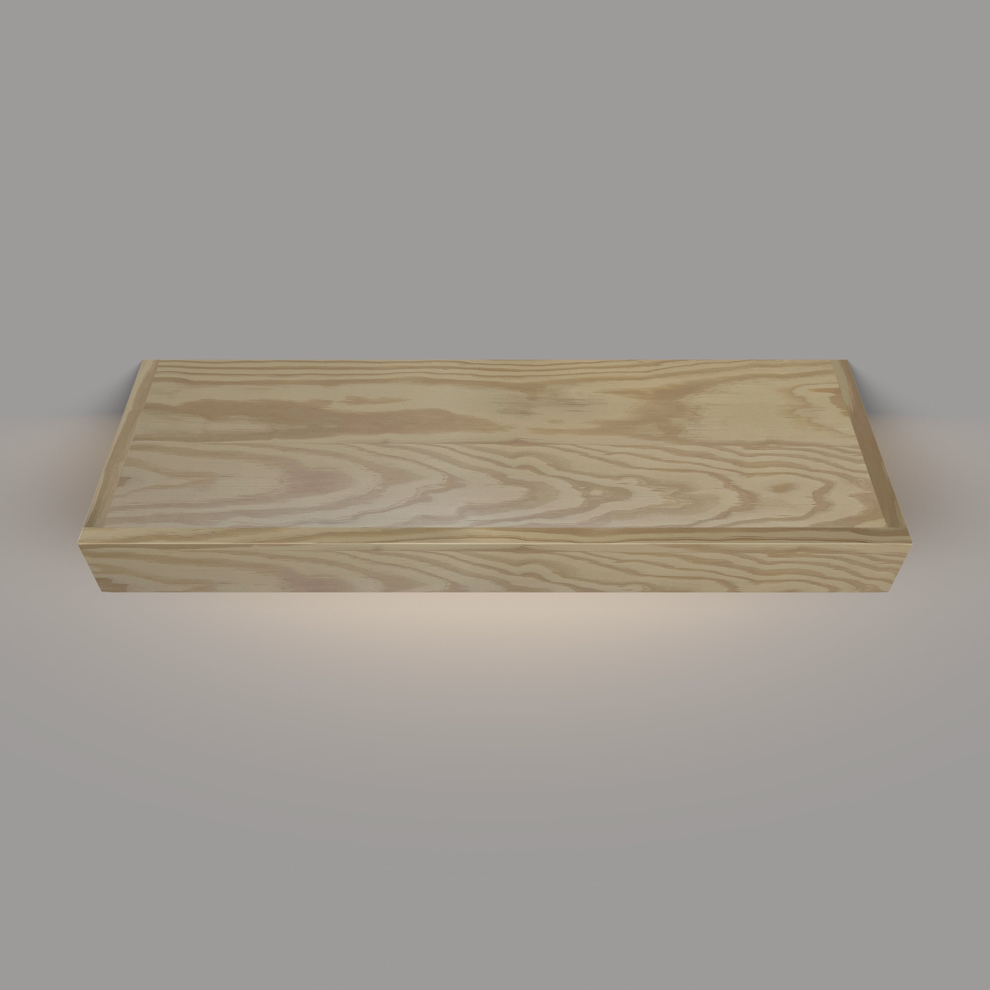 Pine 3 Inch Thick Lighted LED Floating Shelf - Hardwired