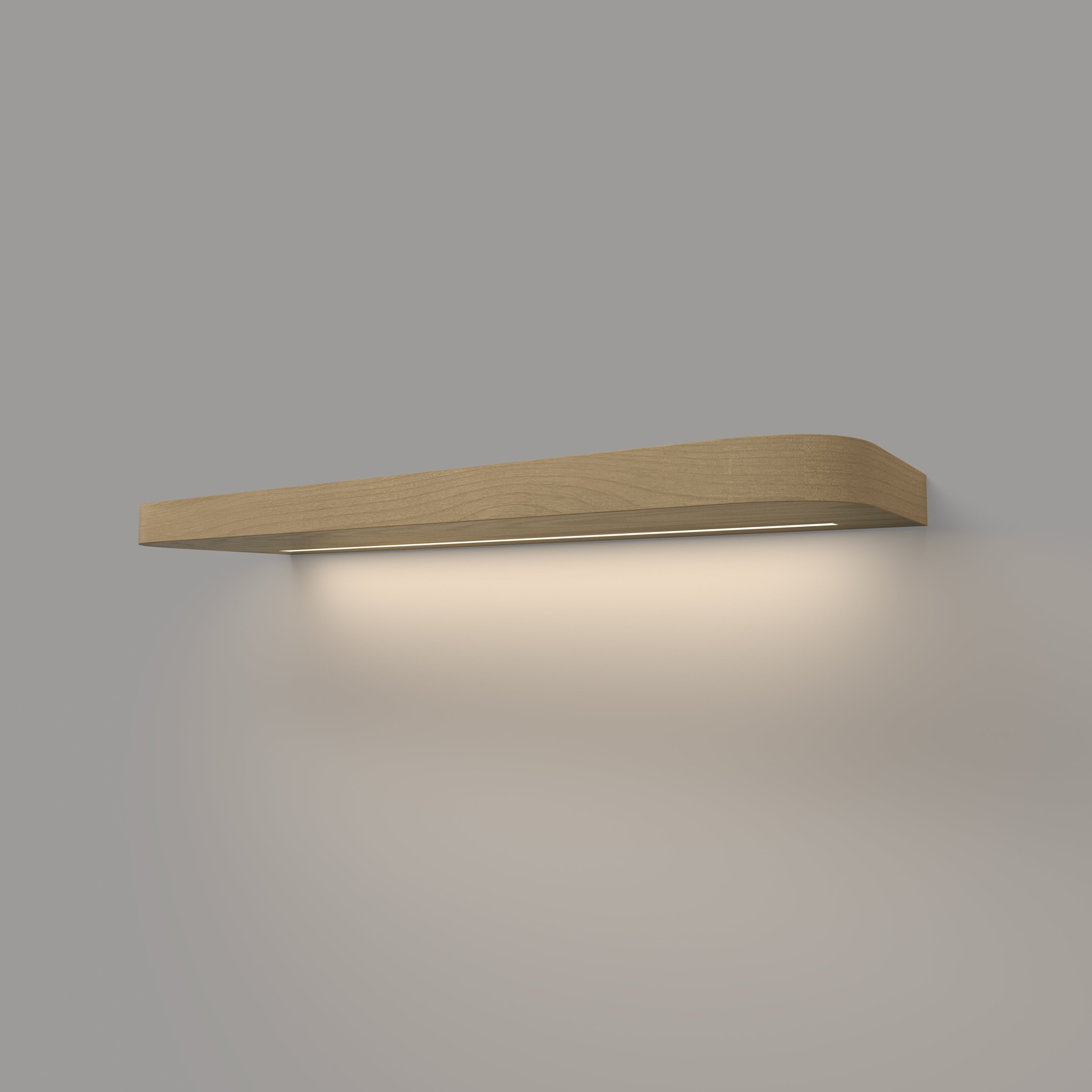 Pine Radius LED Lighted Floating Shelf - Hardwired