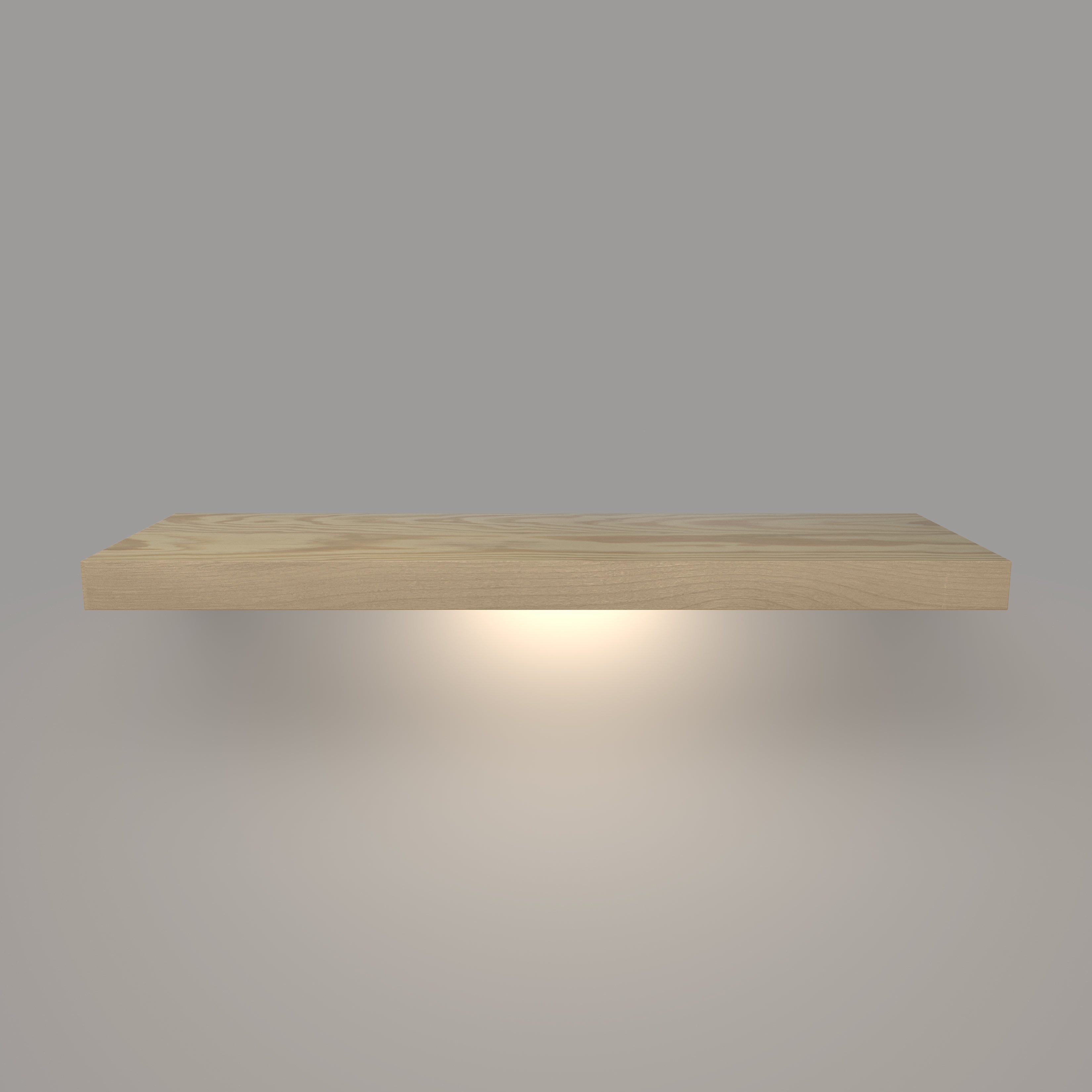 Pine 2 Inch Thick Lighted LED Floating Shelf - Battery