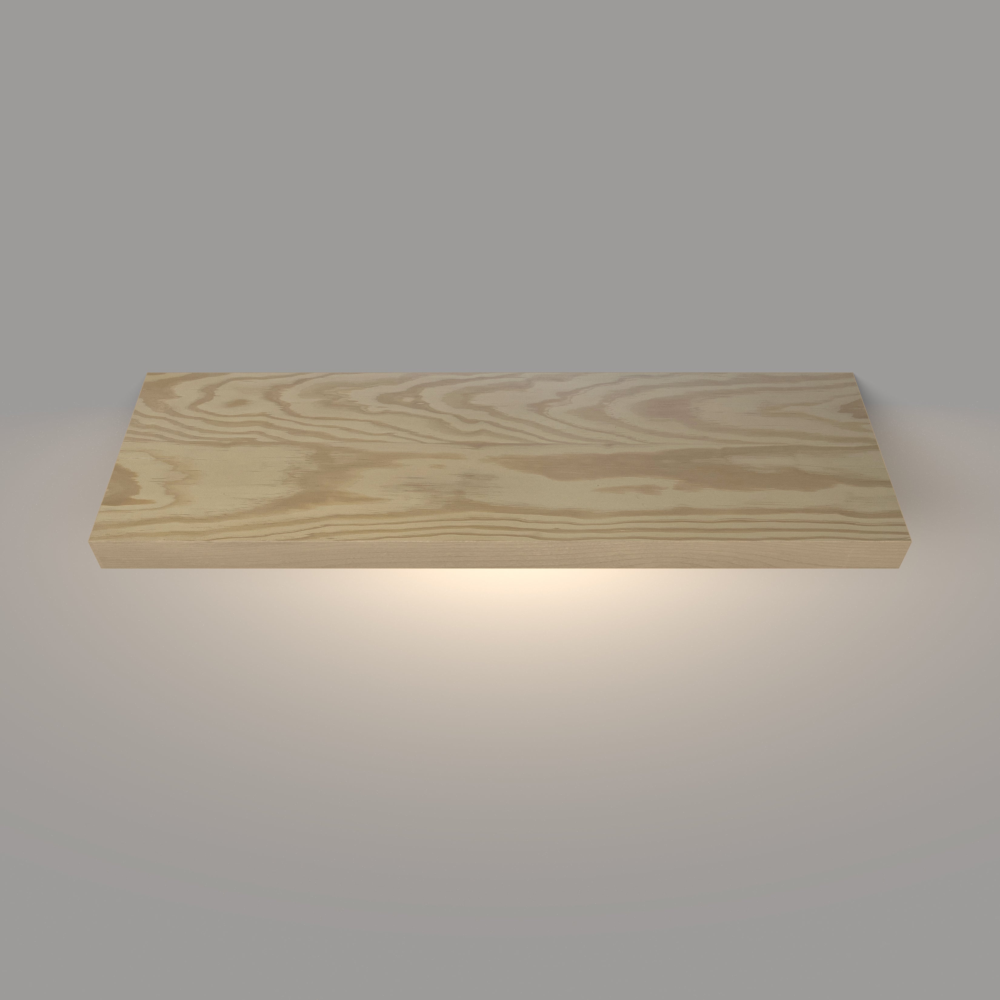 Pine 2 Inch Thick Lighted LED Floating Shelf - Battery