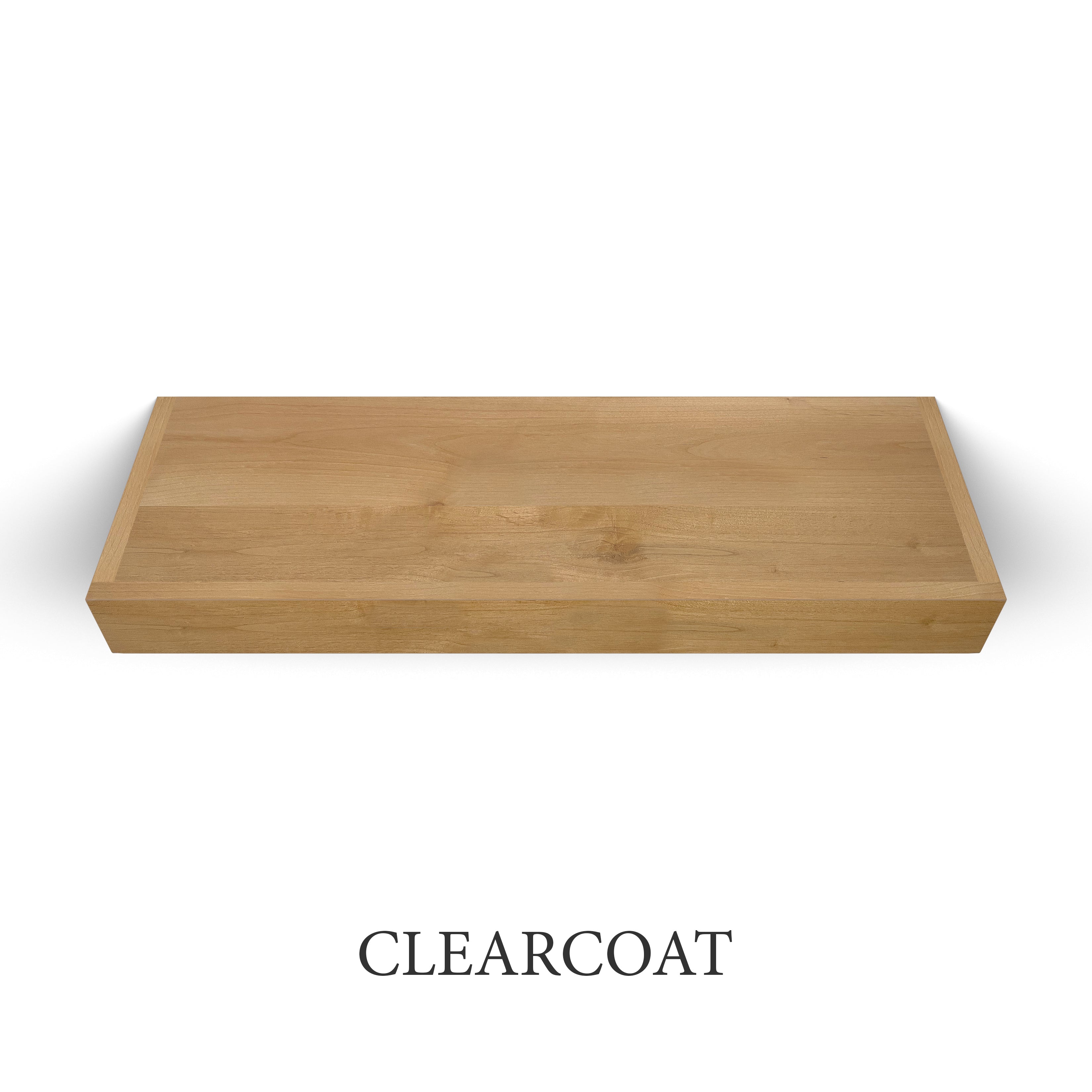 clearcoat Superior Alder 3 Inch Thick LED Lighted Floating Shelf - Hardwired
