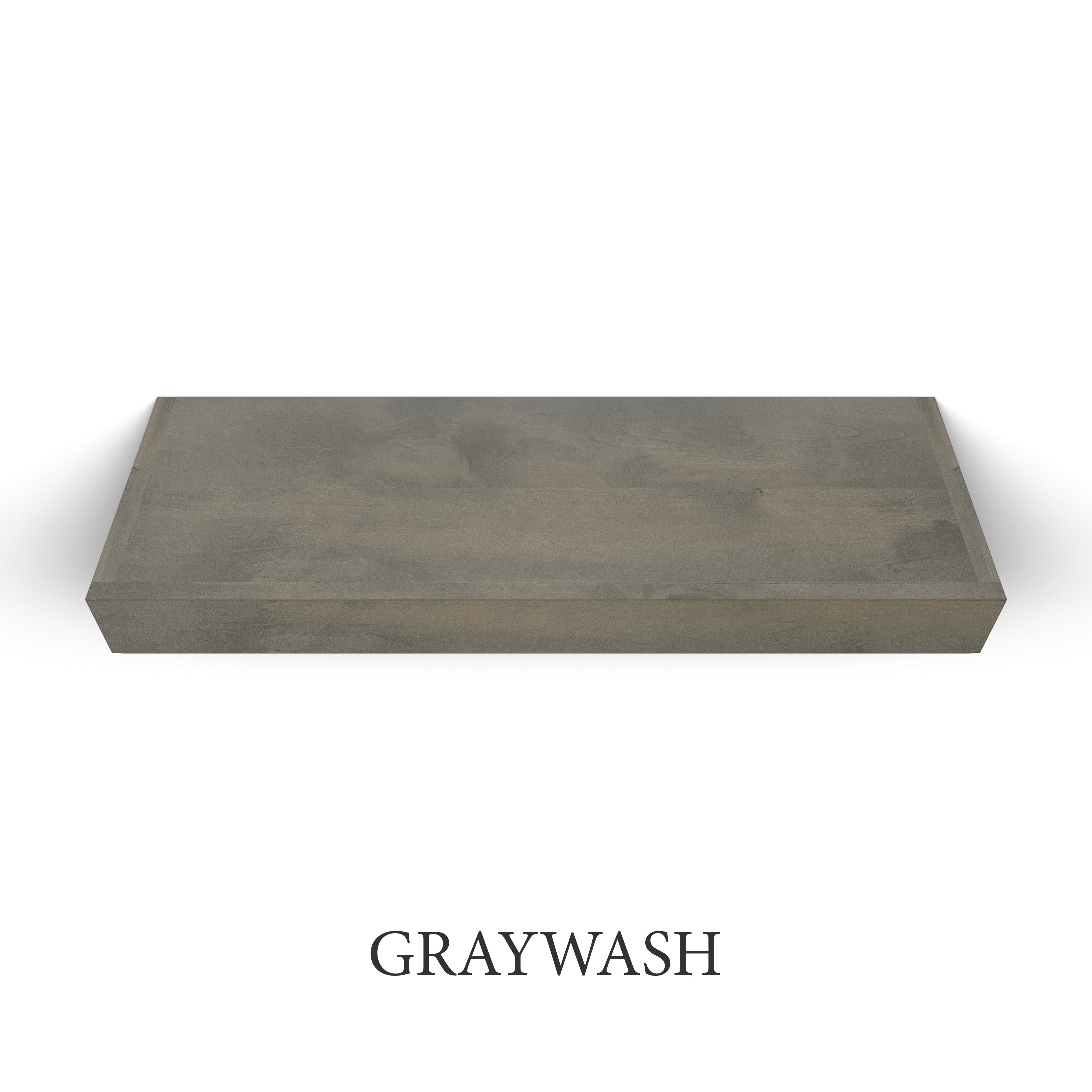graywash Superior Alder 3 Inch Thick LED Lighted Floating Shelf - Hardwired