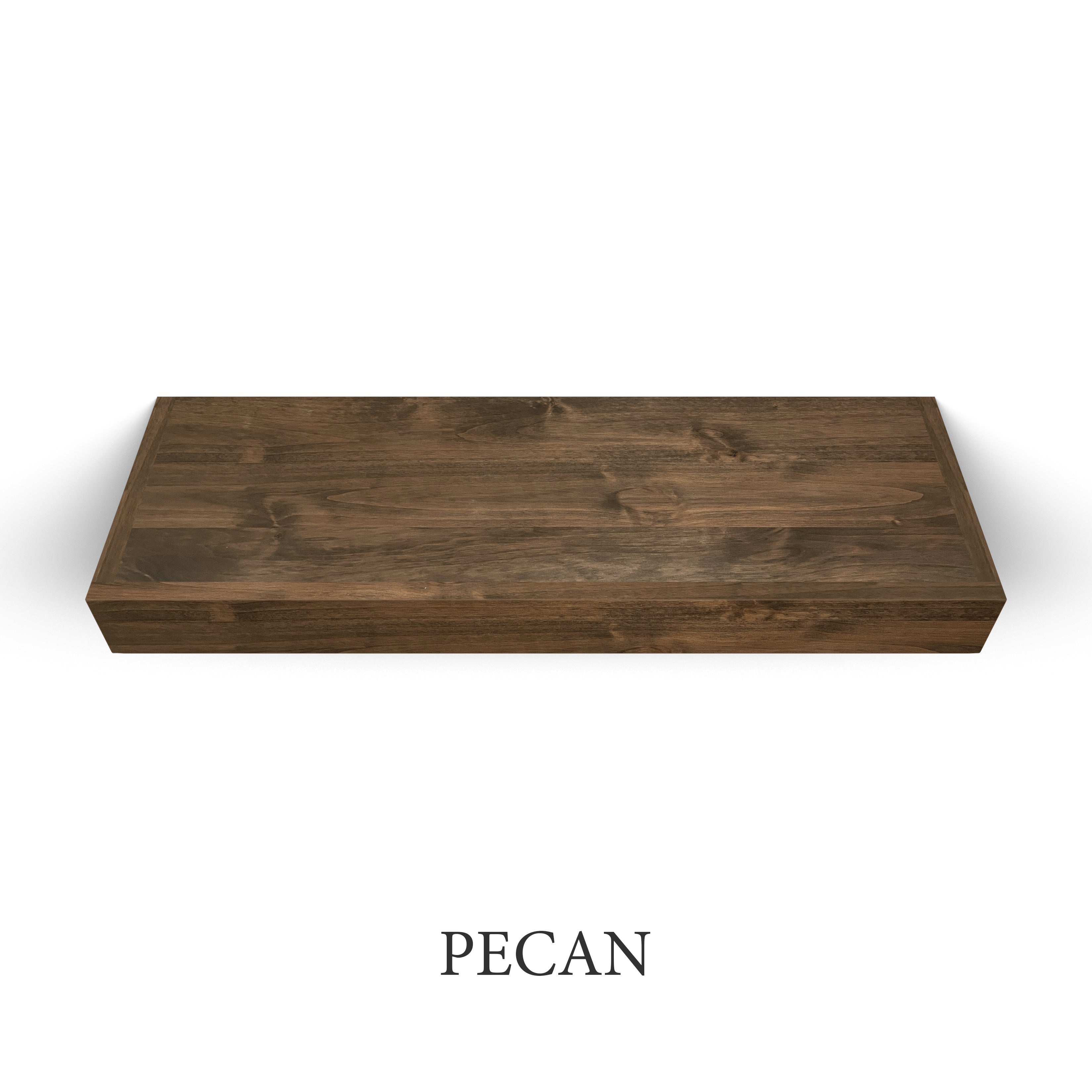 pecan Superior Alder 3 Inch Thick LED Lighted Floating Shelf - Hardwired