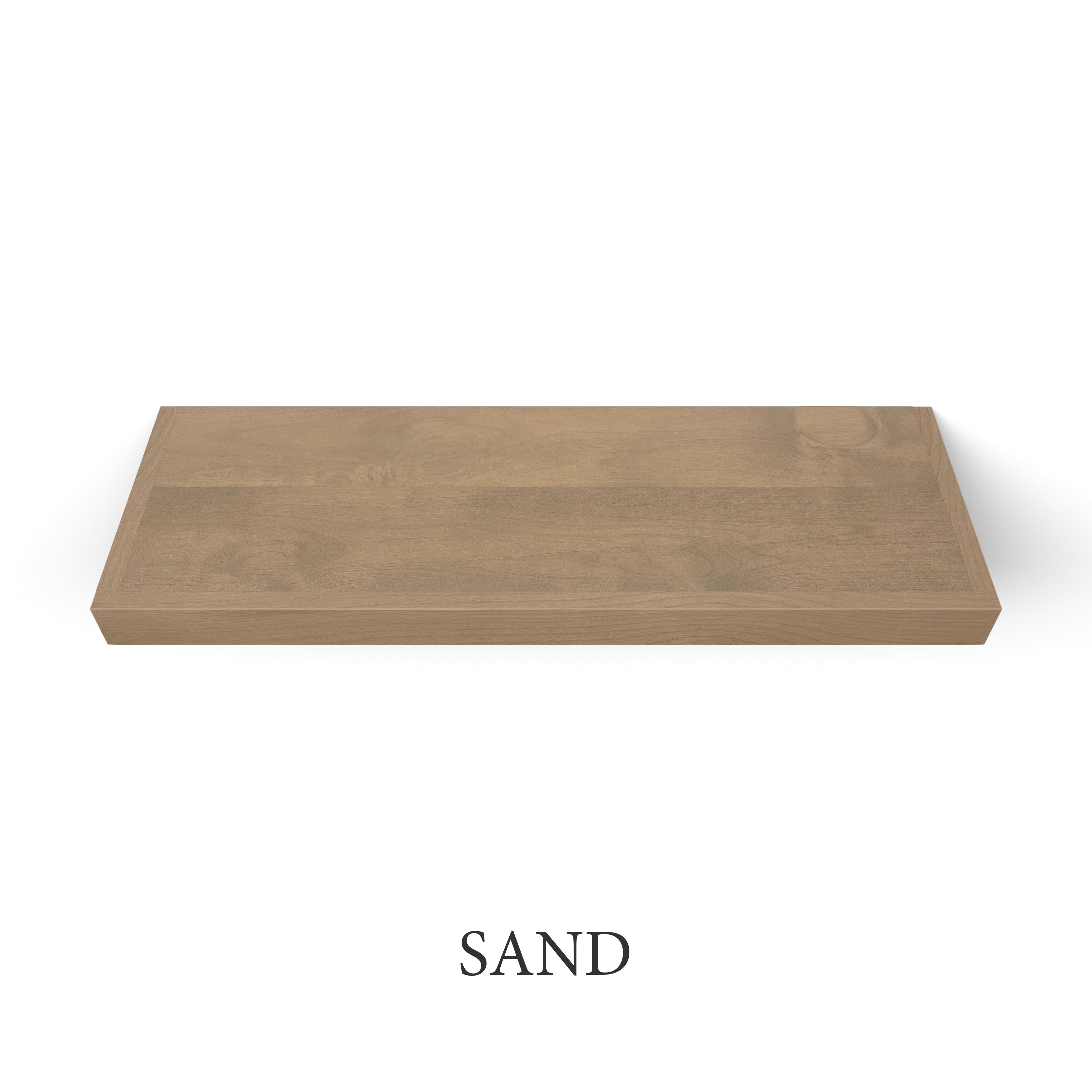 sand Superior Alder 2 Inch Thick LED Lighted Floating Shelves - Hardwired