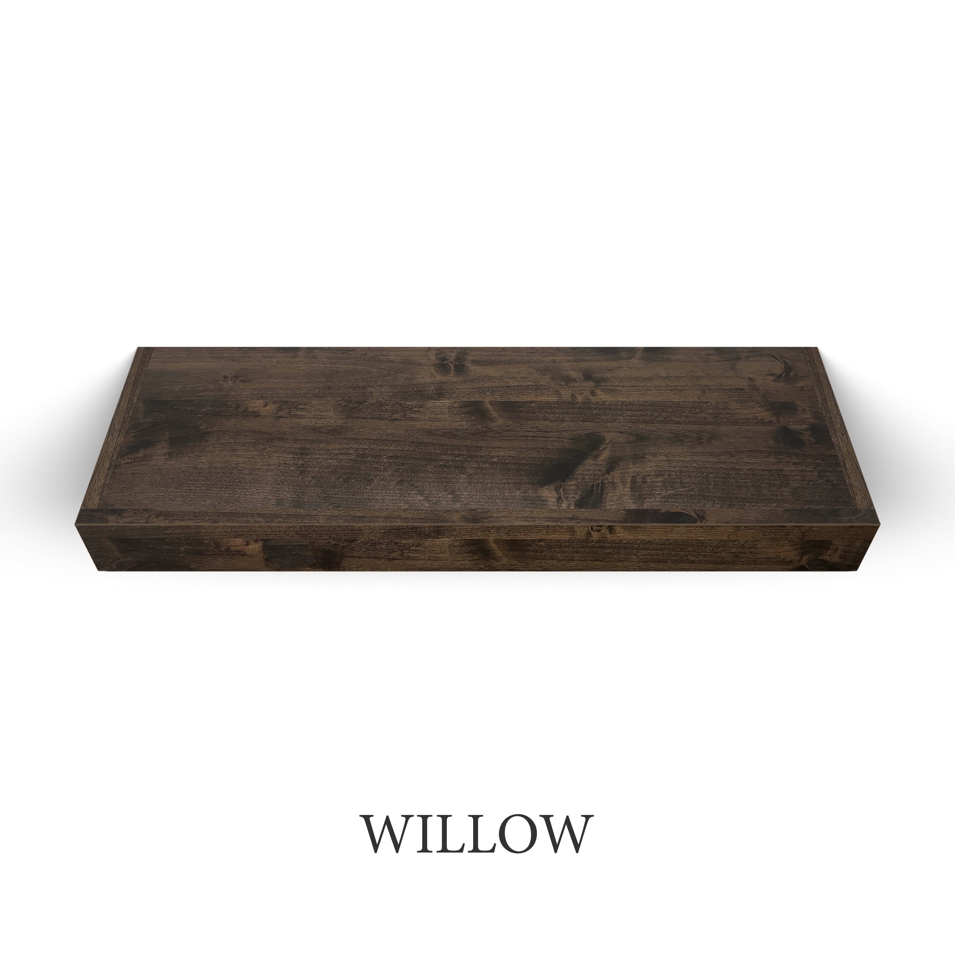 willow Superior Alder 3 Inch Thick LED Lighted Floating Shelf - Battery