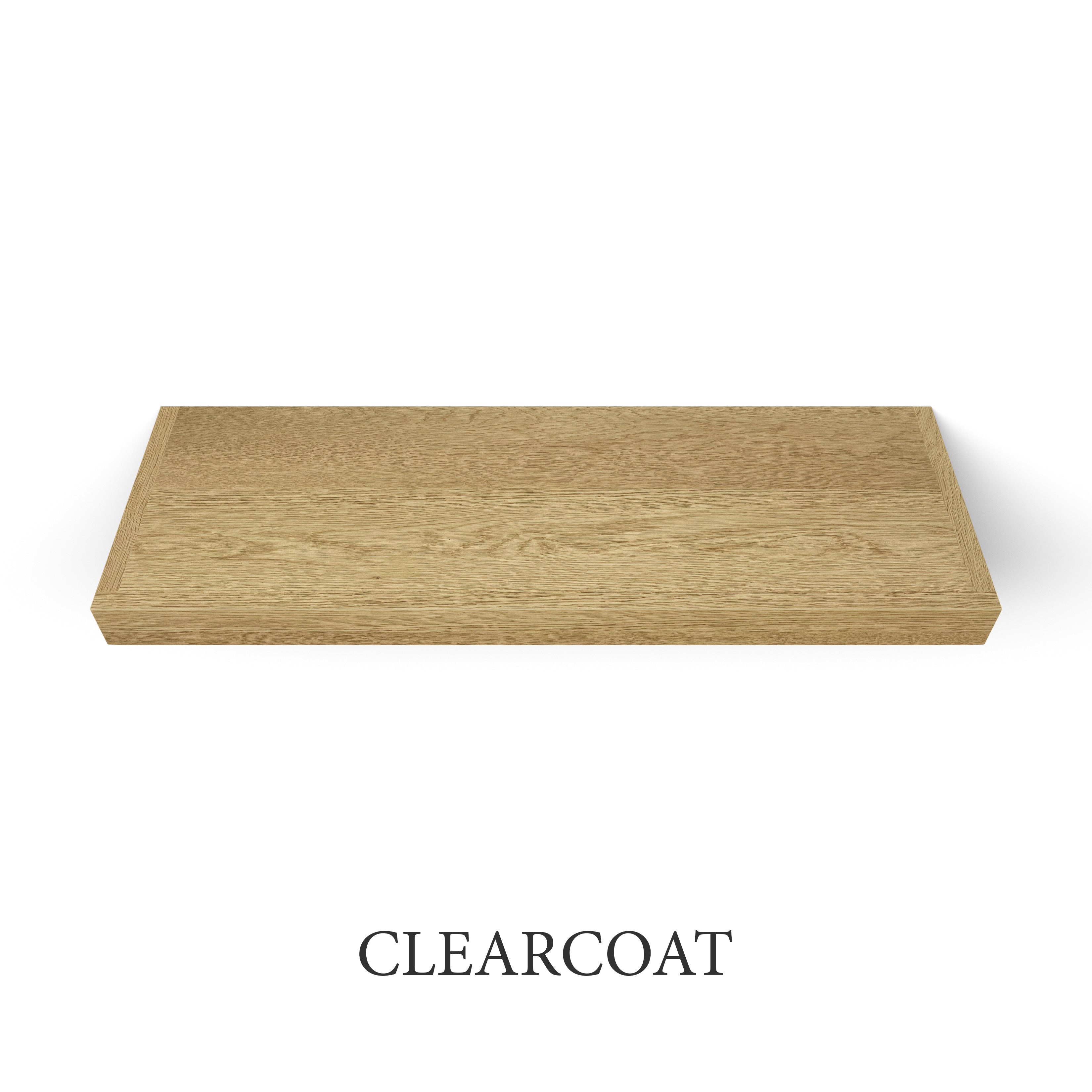 clearcoat White Oak 2 Inch Thick LED Lighted Floating Shelf - Battery