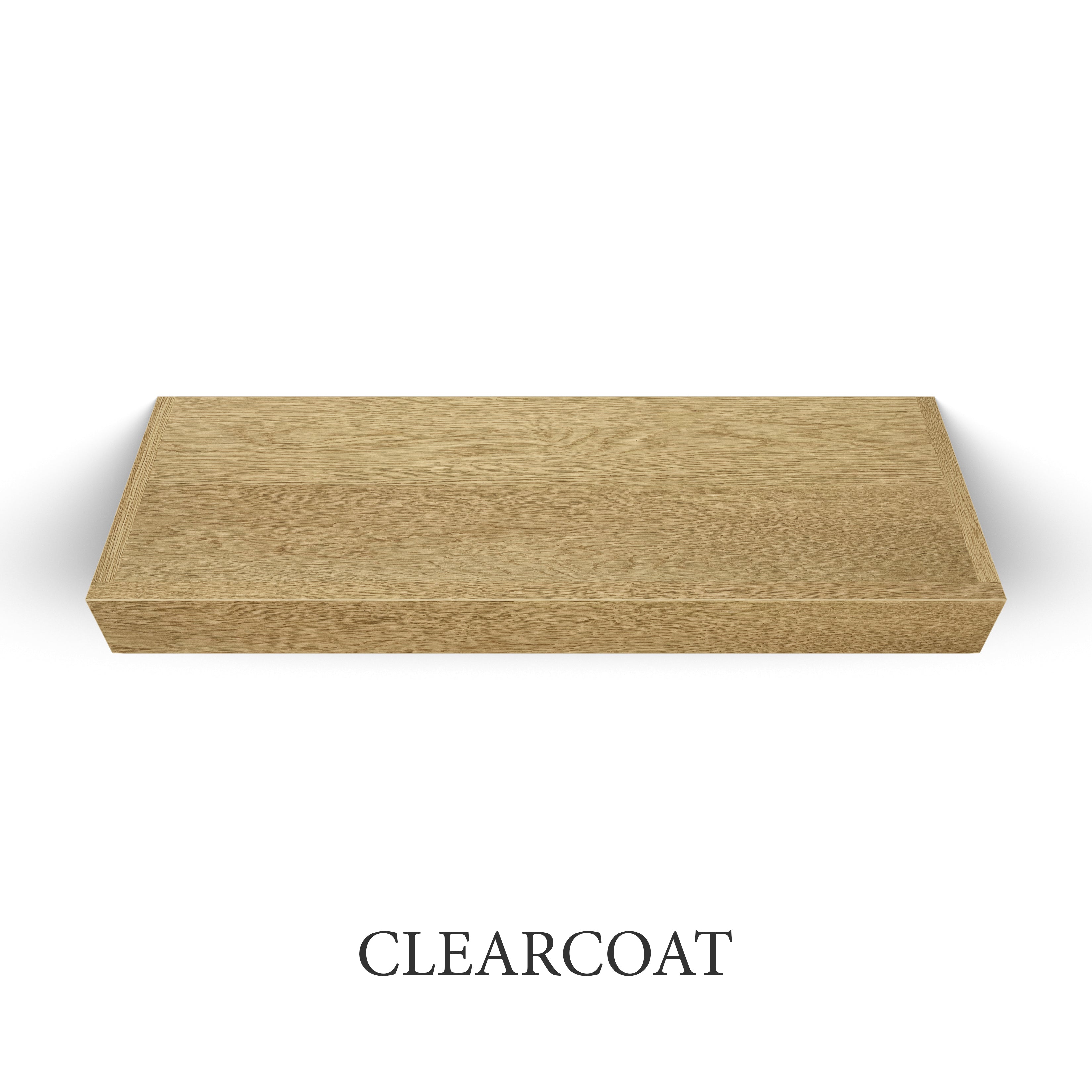 clearcoat White Oak 3 Inch Thick LED Lighted Floating Shelf - Hardwired