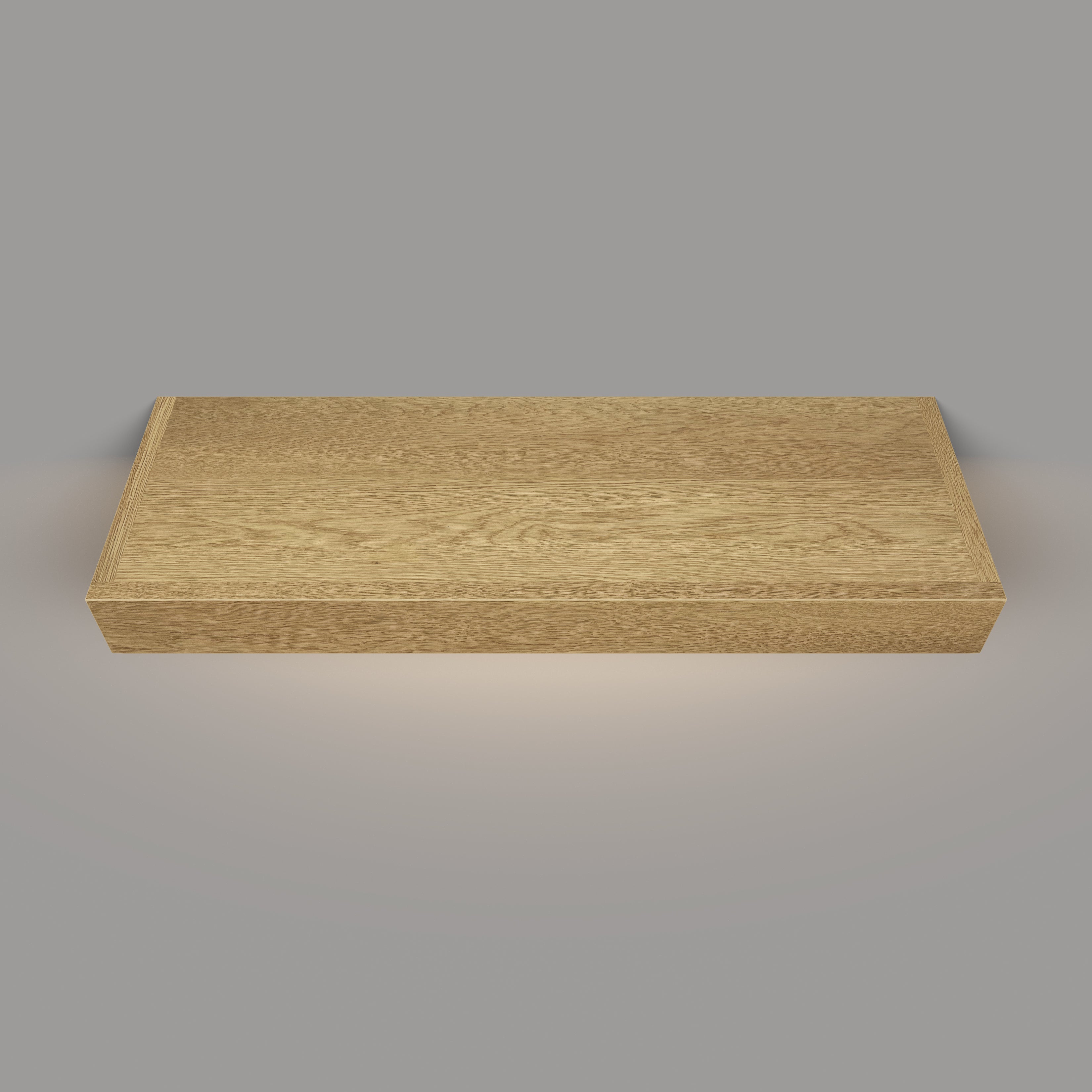 White Oak 3 Inch Thick LED Lighted Floating Shelf - Hardwired