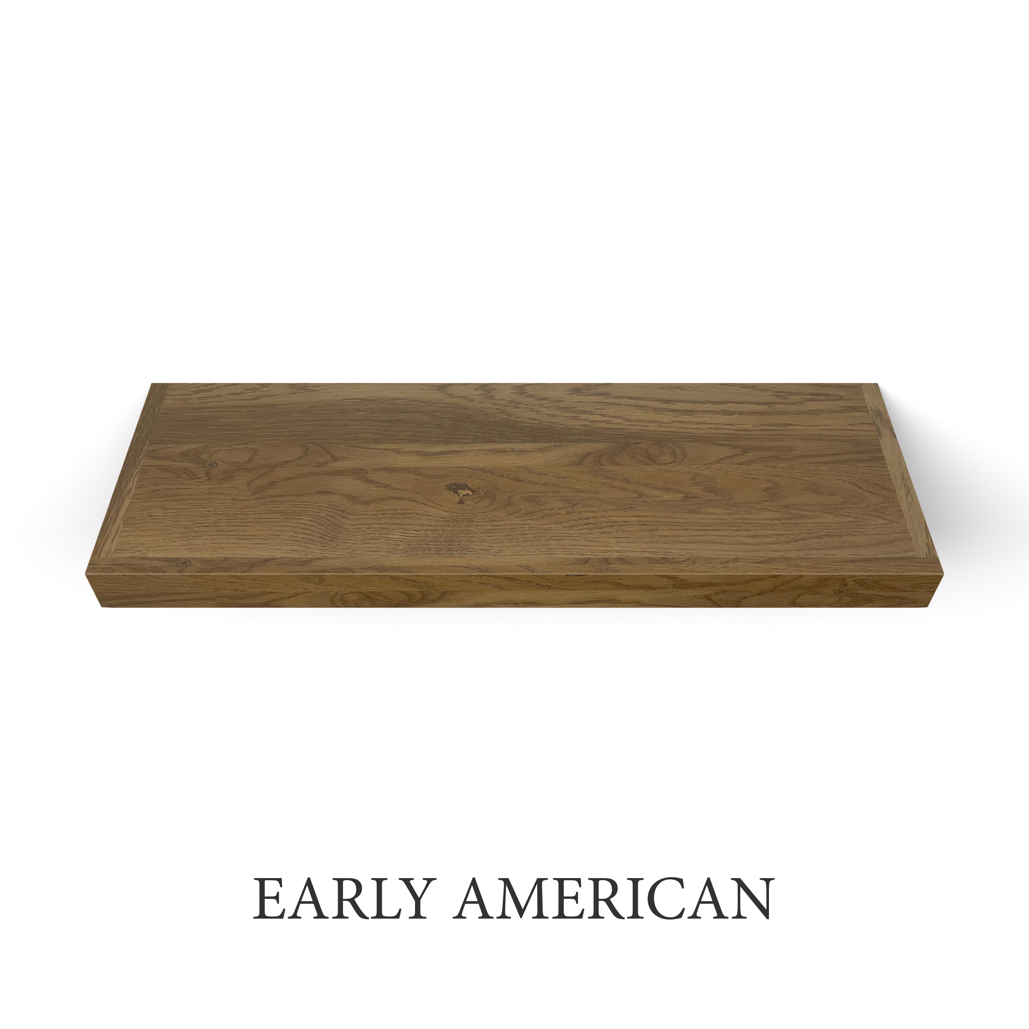 early american White Oak 2 Inch Thick Floating Shelf