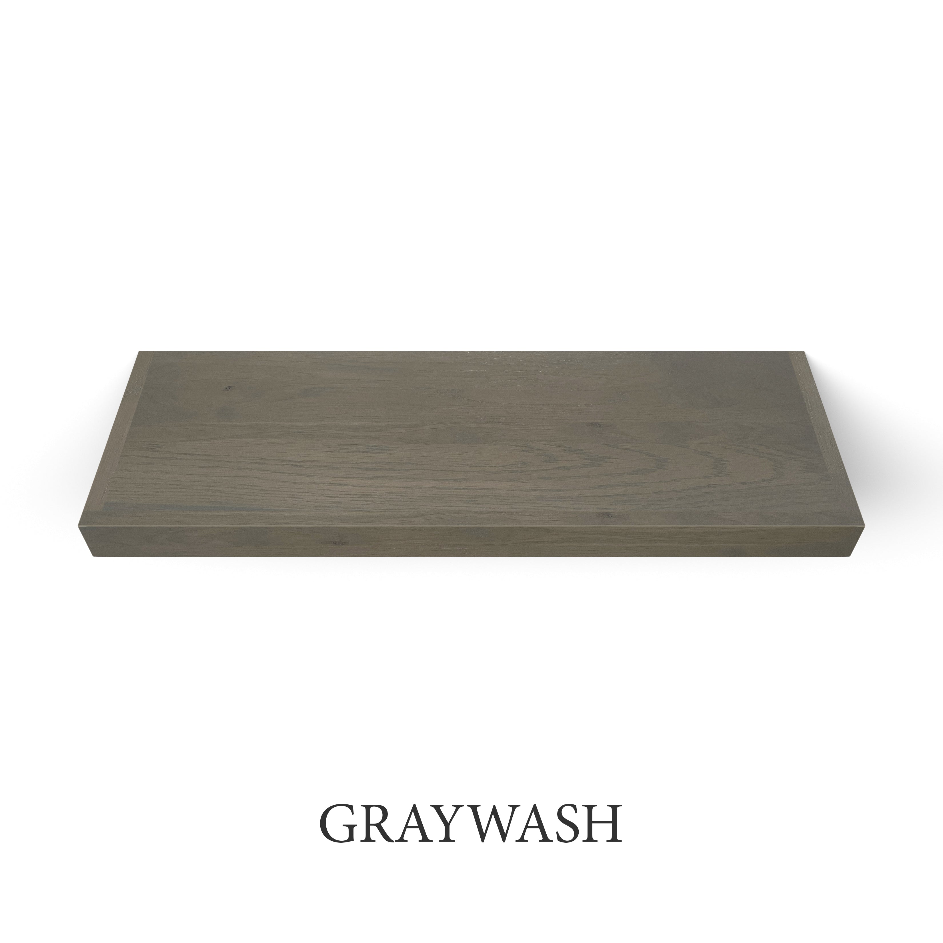 graywash White Oak 2 Inch Thick LED Lighted Floating Shelf - Battery