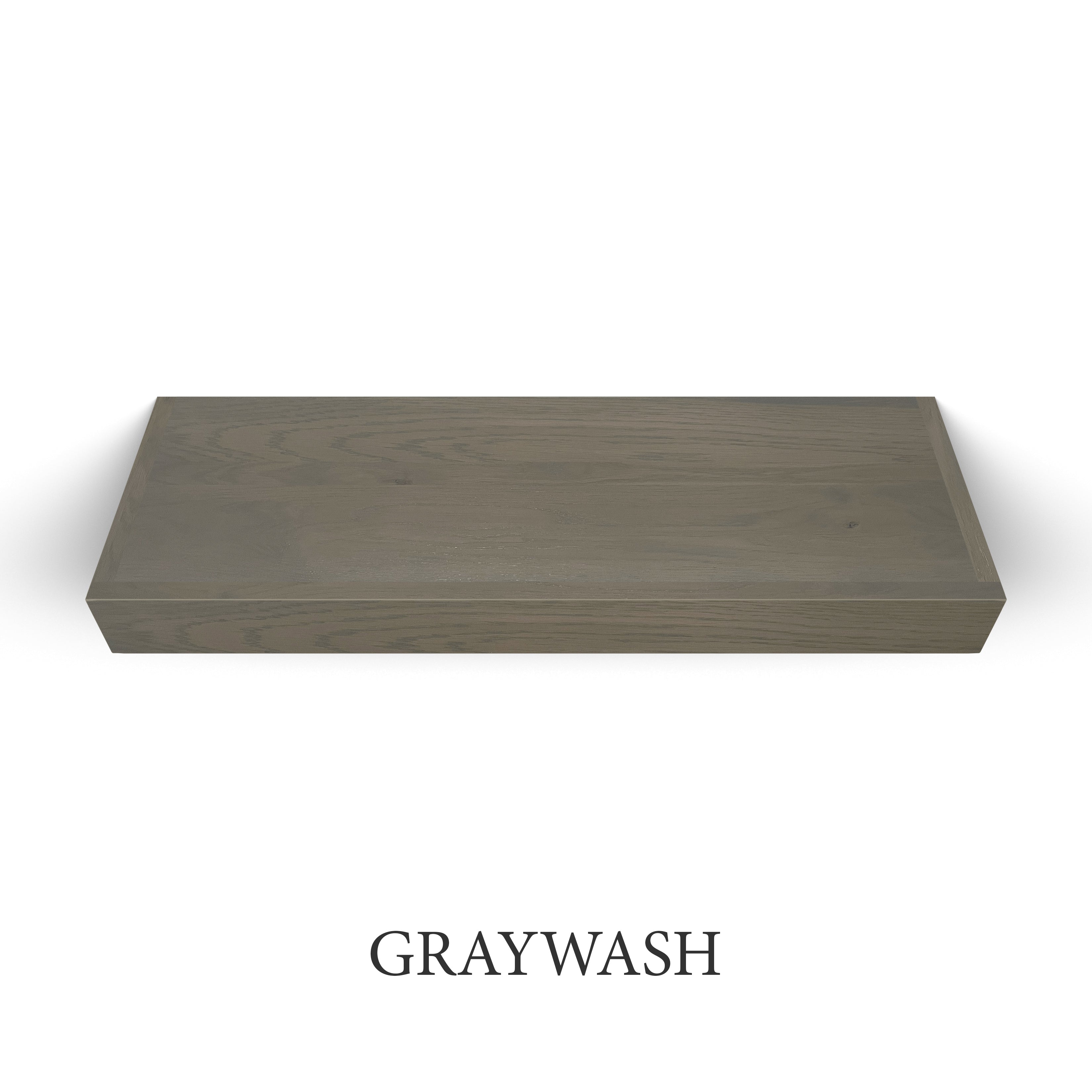 graywash White Oak 3 Inch Thick LED Lighted Floating Shelf - Hardwired