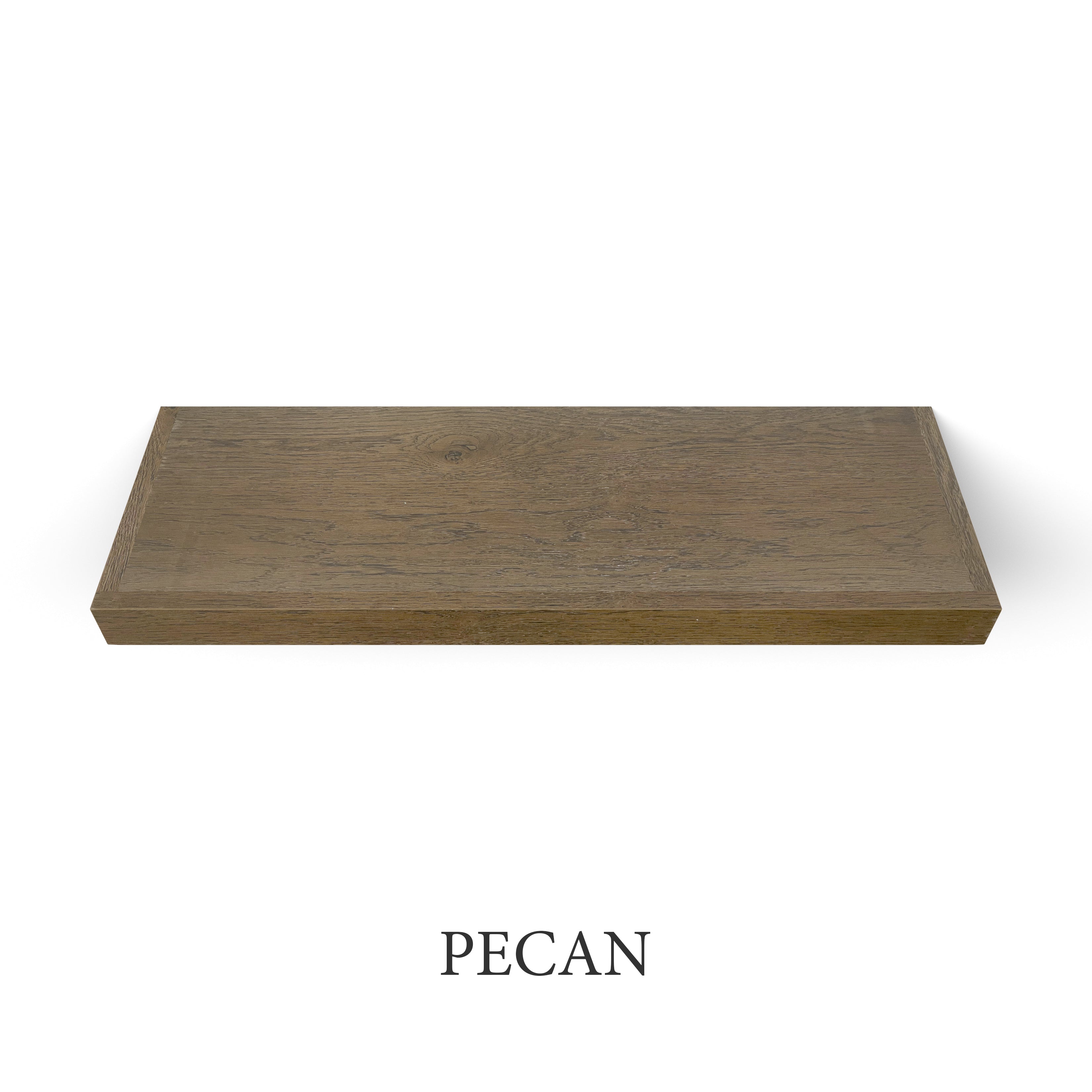 pecan White Oak 2 Inch Thick LED Lighted Floating Shelf - Hardwired