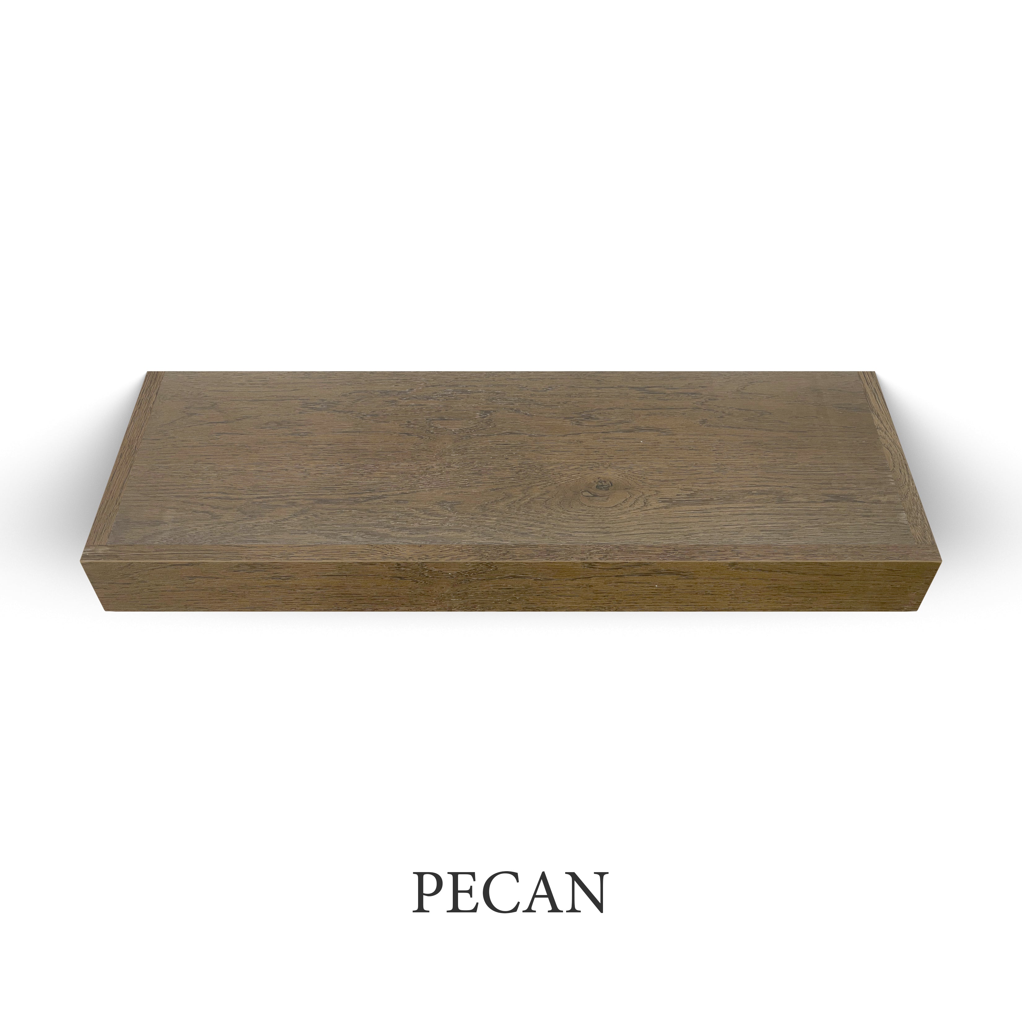 pecan White Oak 3 Inch Thick LED Lighted Floating Shelf - Hardwired