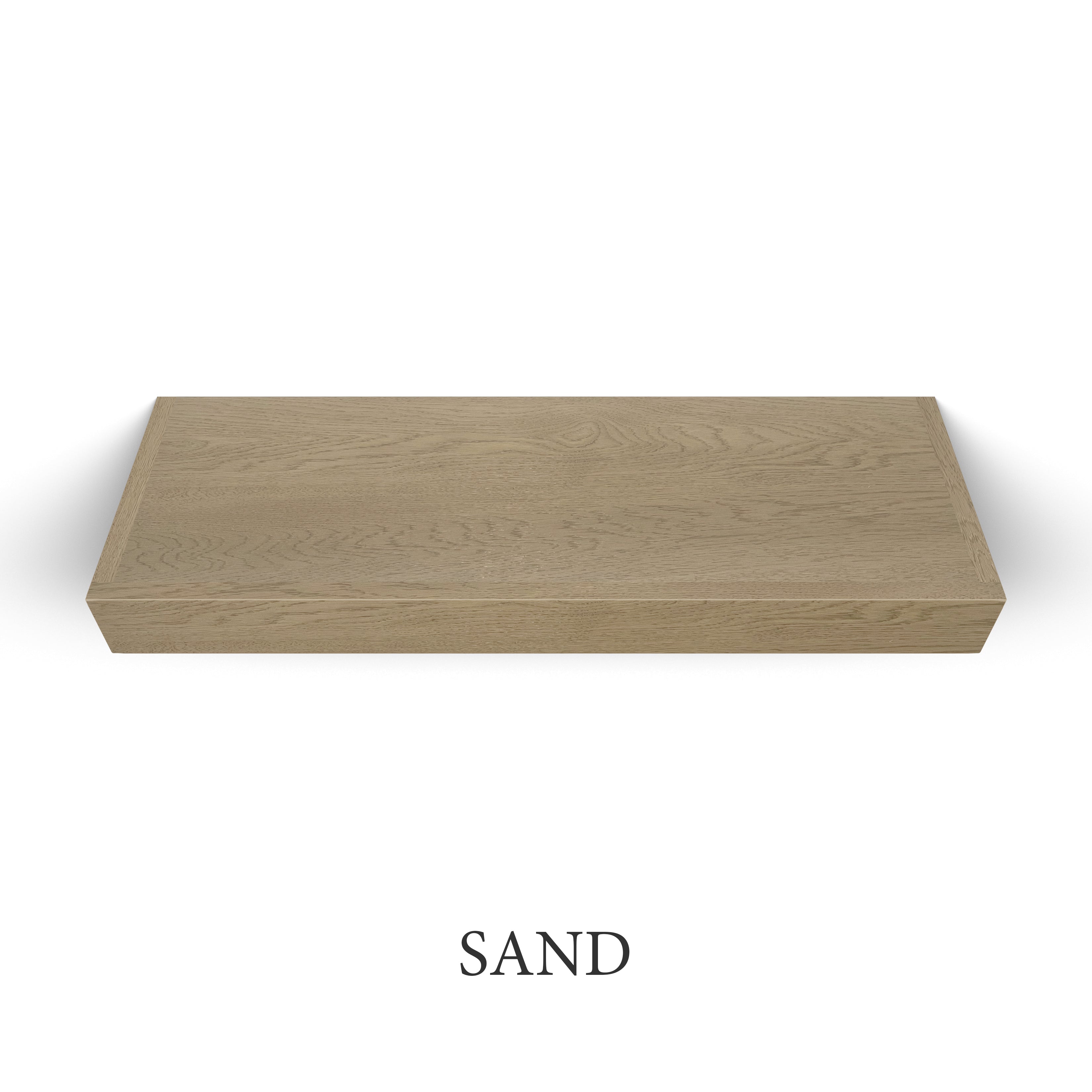 sand White Oak 3 Inch Thick LED Lighted Floating Shelf - Hardwired