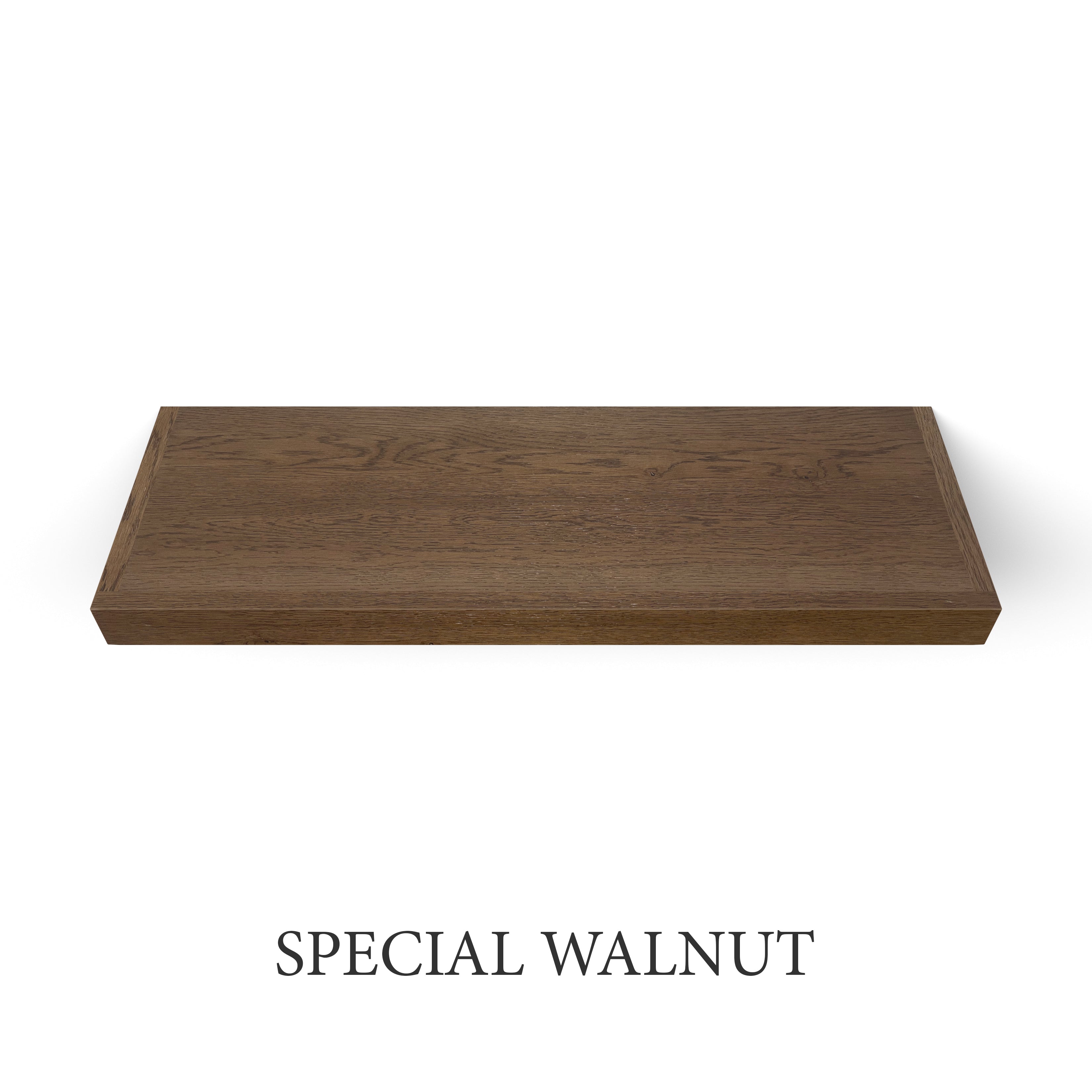special walnut White Oak 2 Inch Thick LED Lighted Floating Shelf - Battery