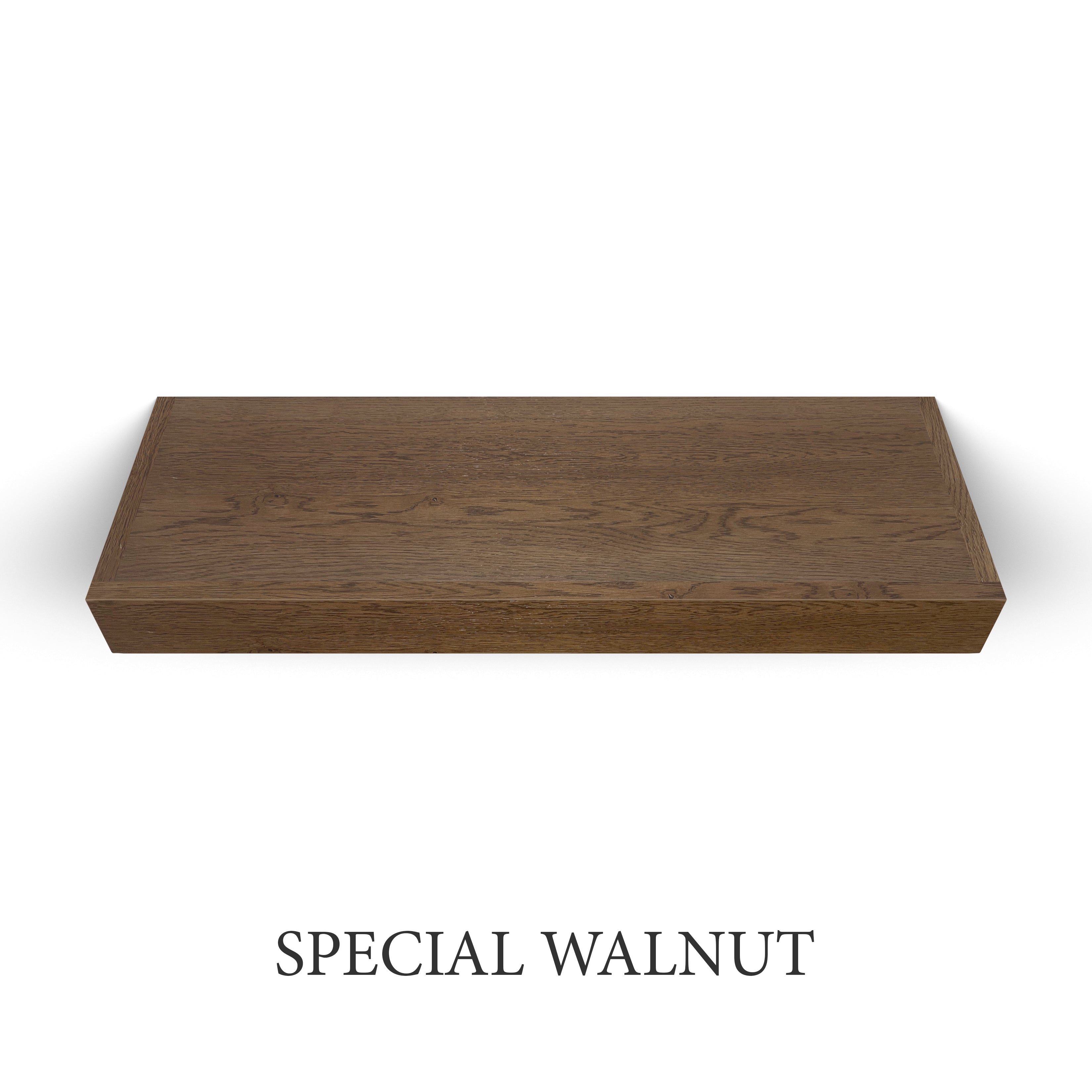 special walnut White Oak 3 Inch Thick LED Lighted Floating Shelf - Hardwired