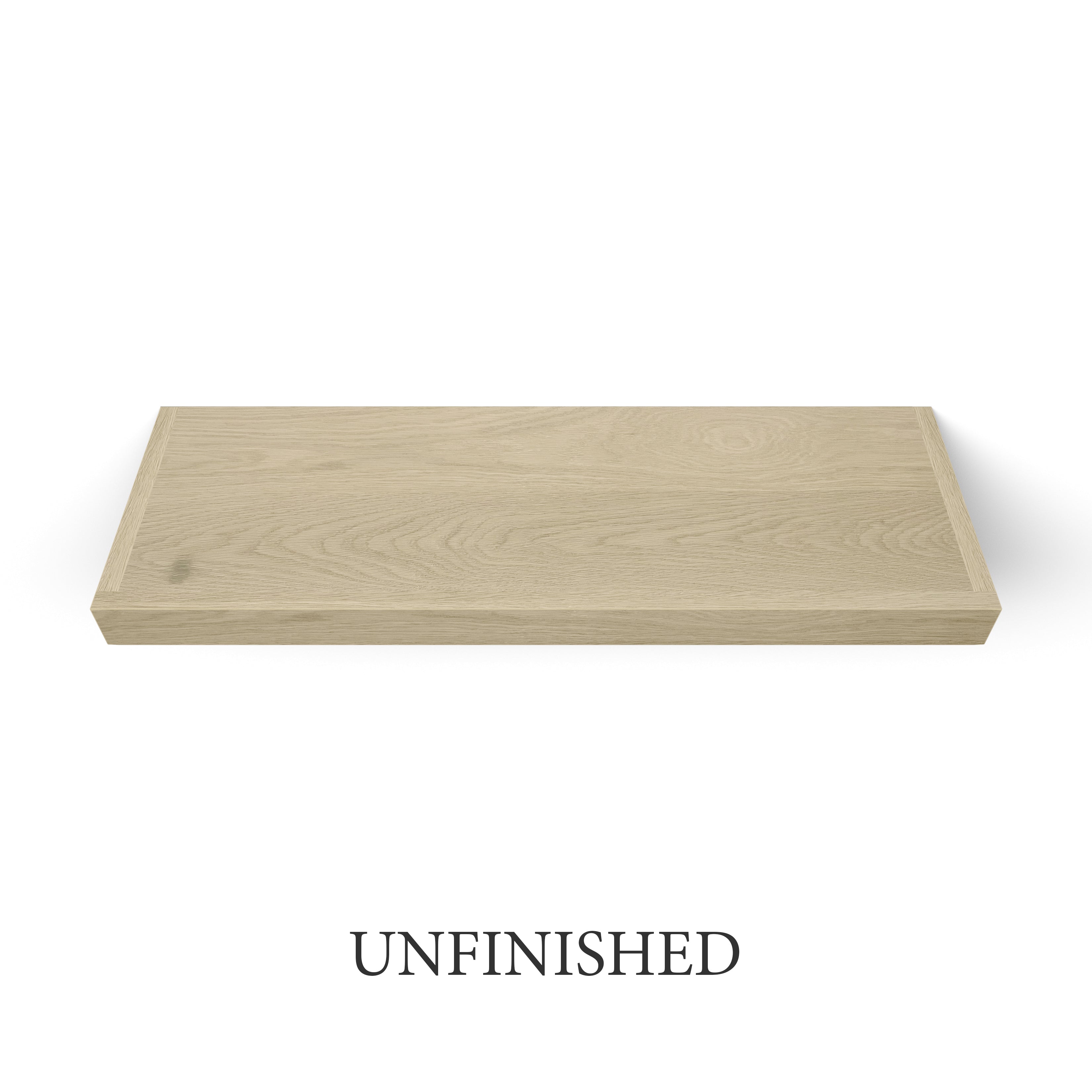 unfinsihed White Oak 2 Inch Thick Floating Shelf