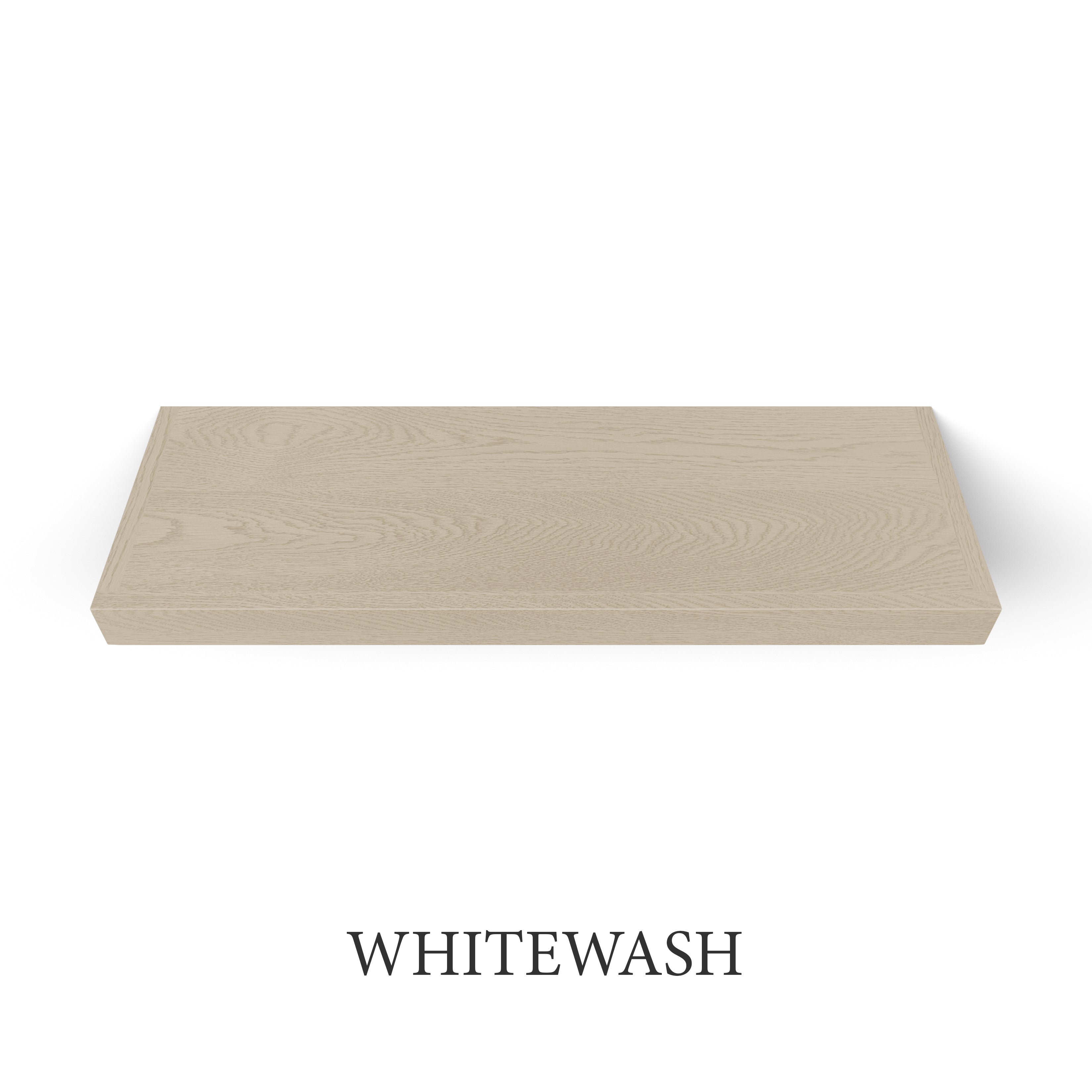 whitewash White Oak 2 Inch Thick LED Lighted Floating Shelf - Battery