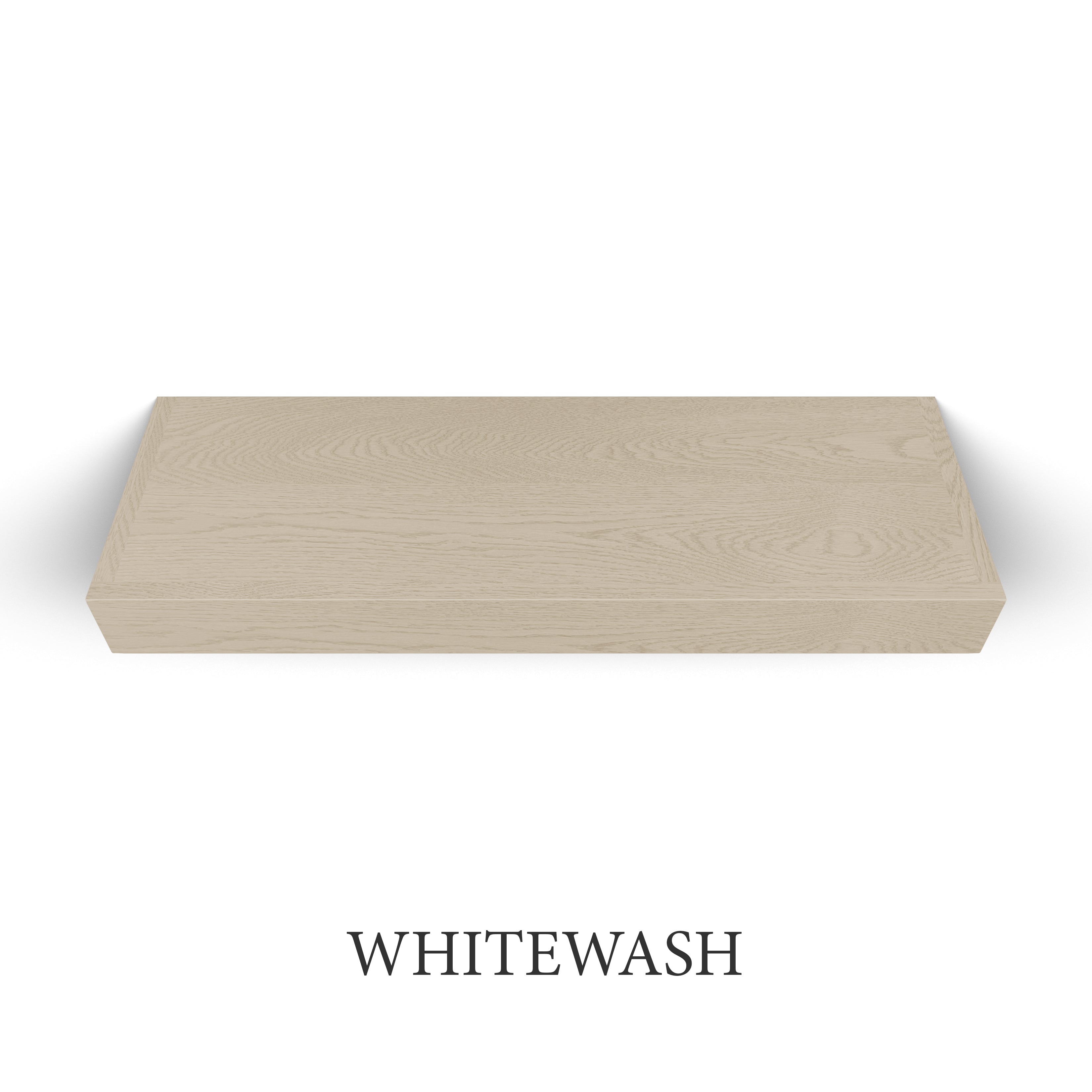 whitewash White Oak 3 Inch Thick LED Lighted Floating Shelf - Battery