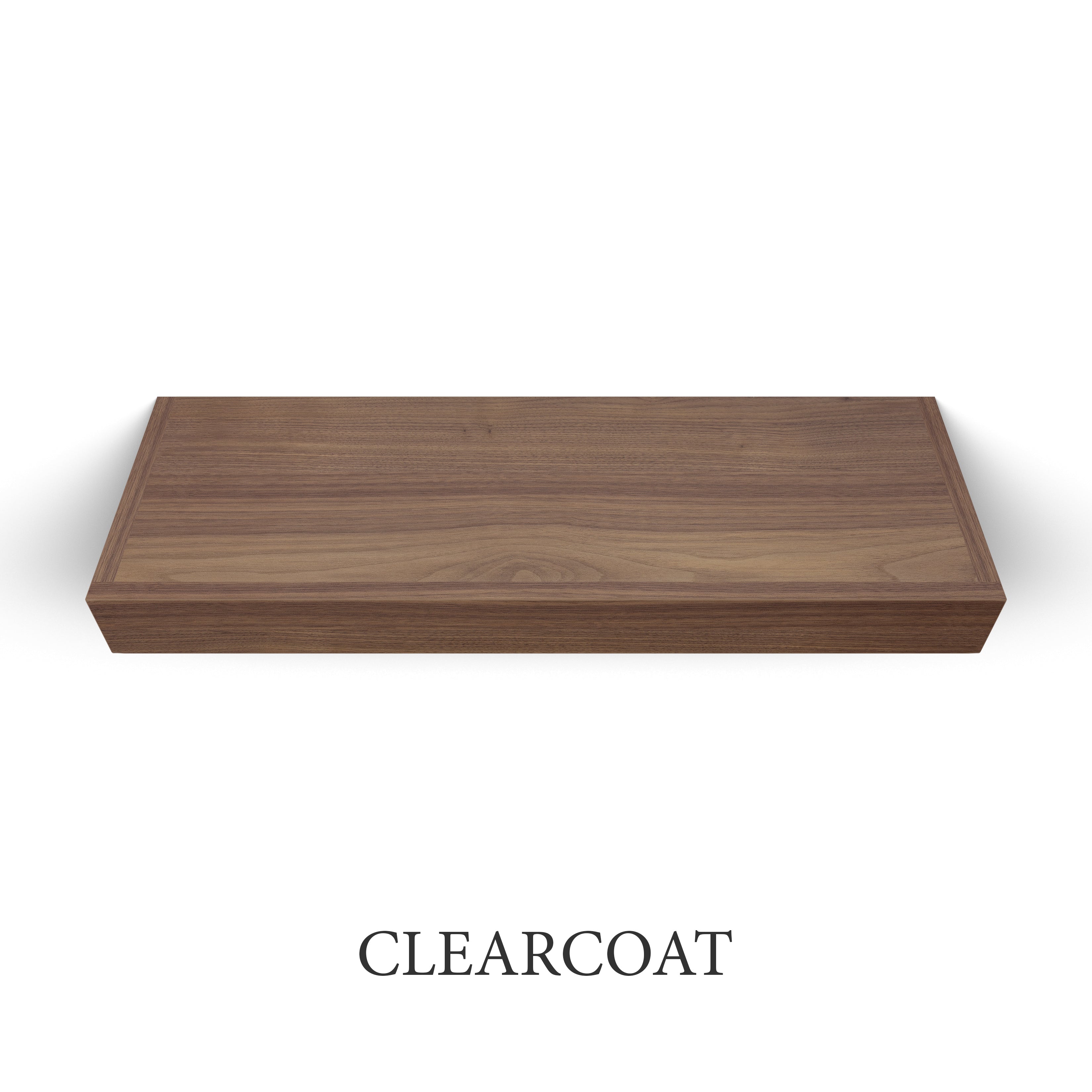 clearcoat Walnut 3 Inch Thick LED Lighted Floating Shelf - Hardwired