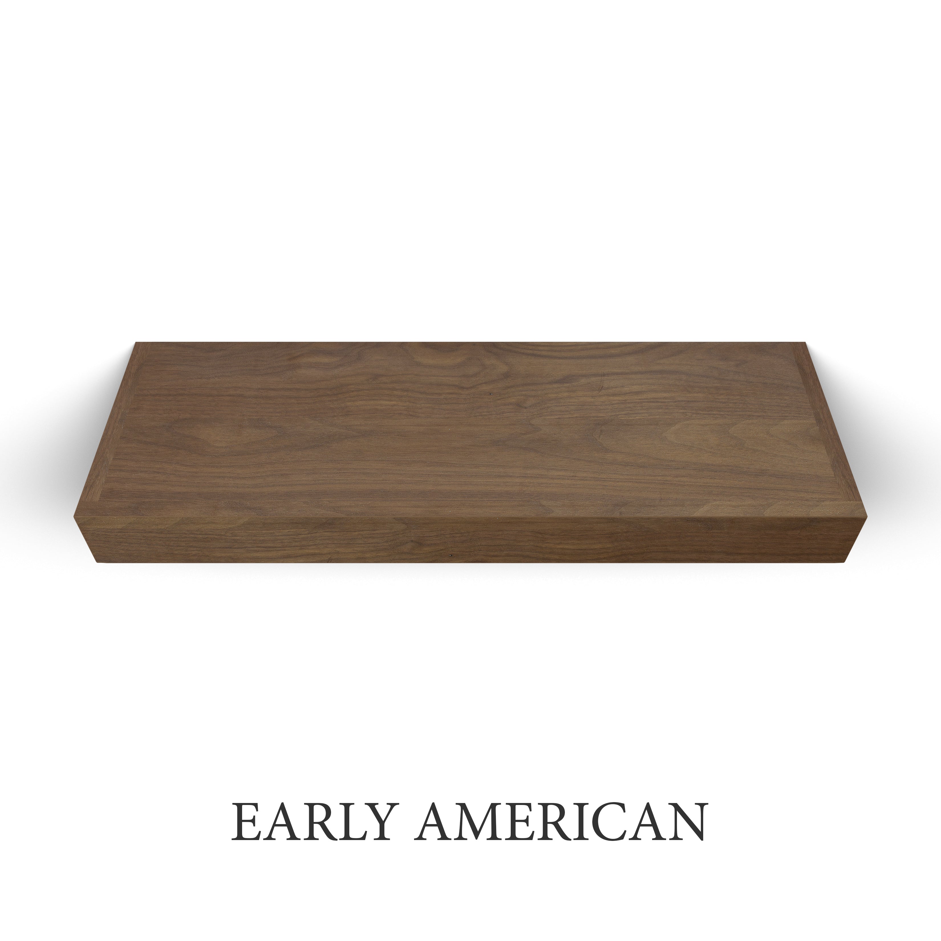 early american Walnut 3 Inch Thick LED Lighted Floating Shelf - Hardwired