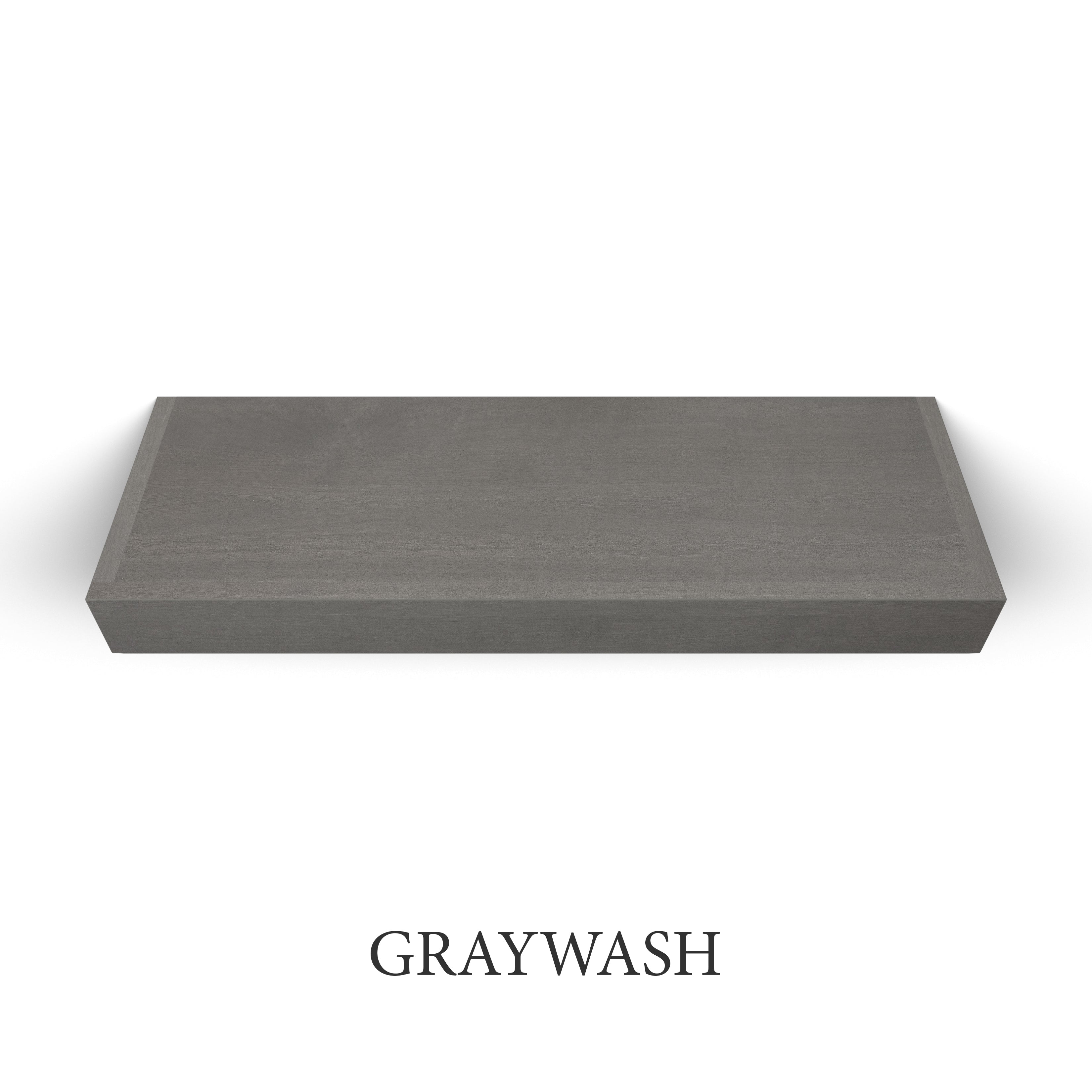 graywash Walnut 3 Inch Thick LED Lighted Floating Shelf - Battery