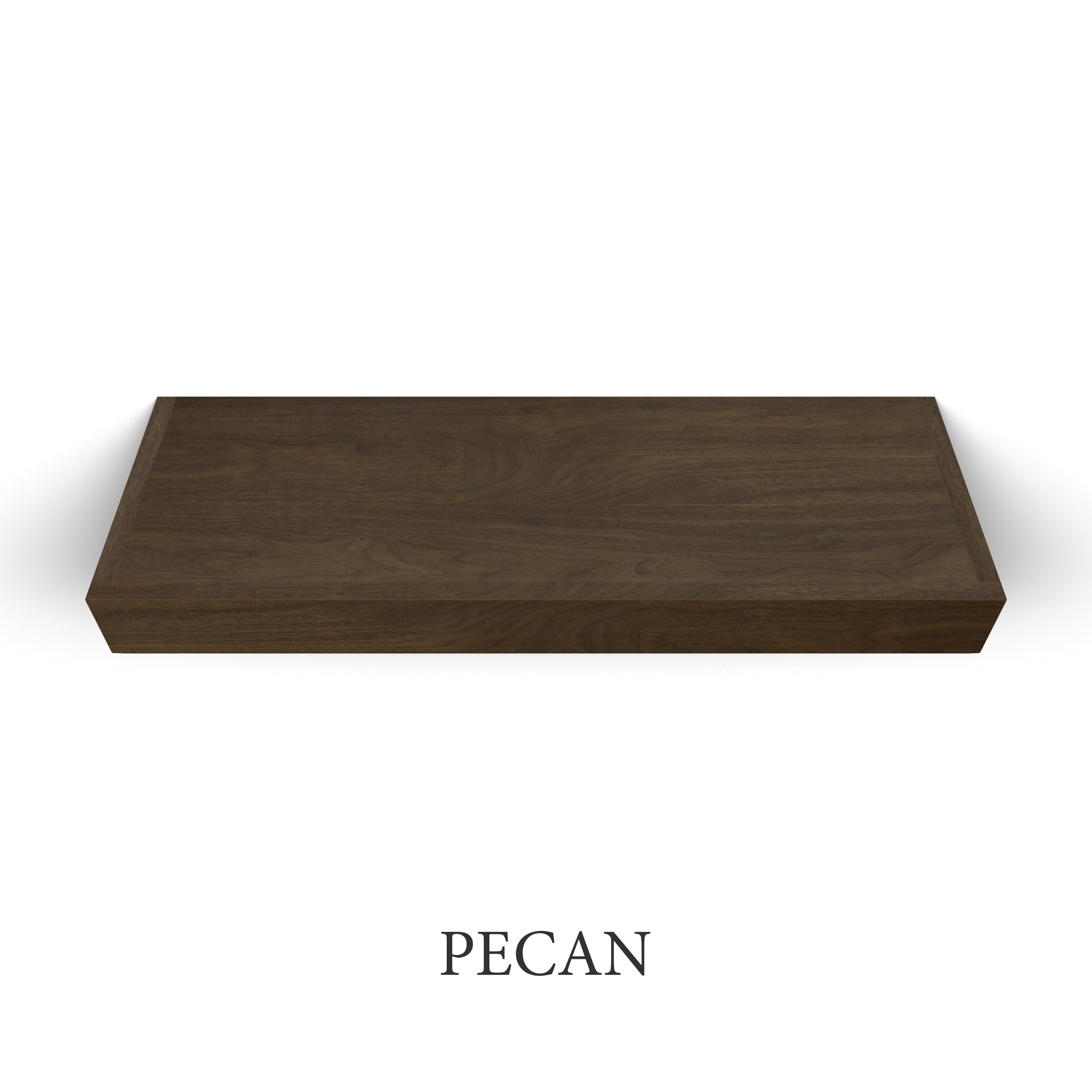 pecan Walnut 3 Inch Thick LED Lighted Floating Shelf - Hardwired