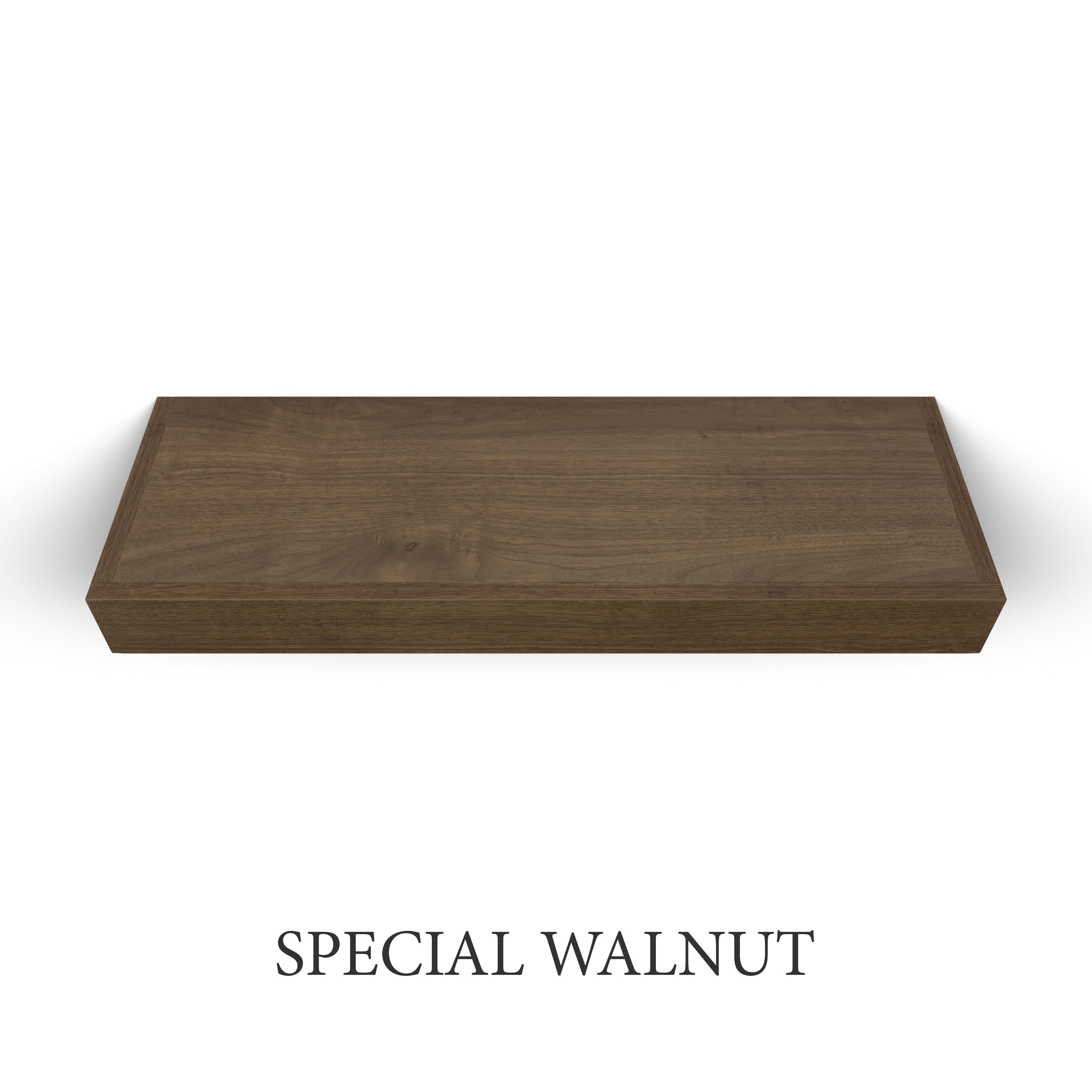 special walnut Walnut 3 Inch Thick LED Lighted Floating Shelf - Hardwired
