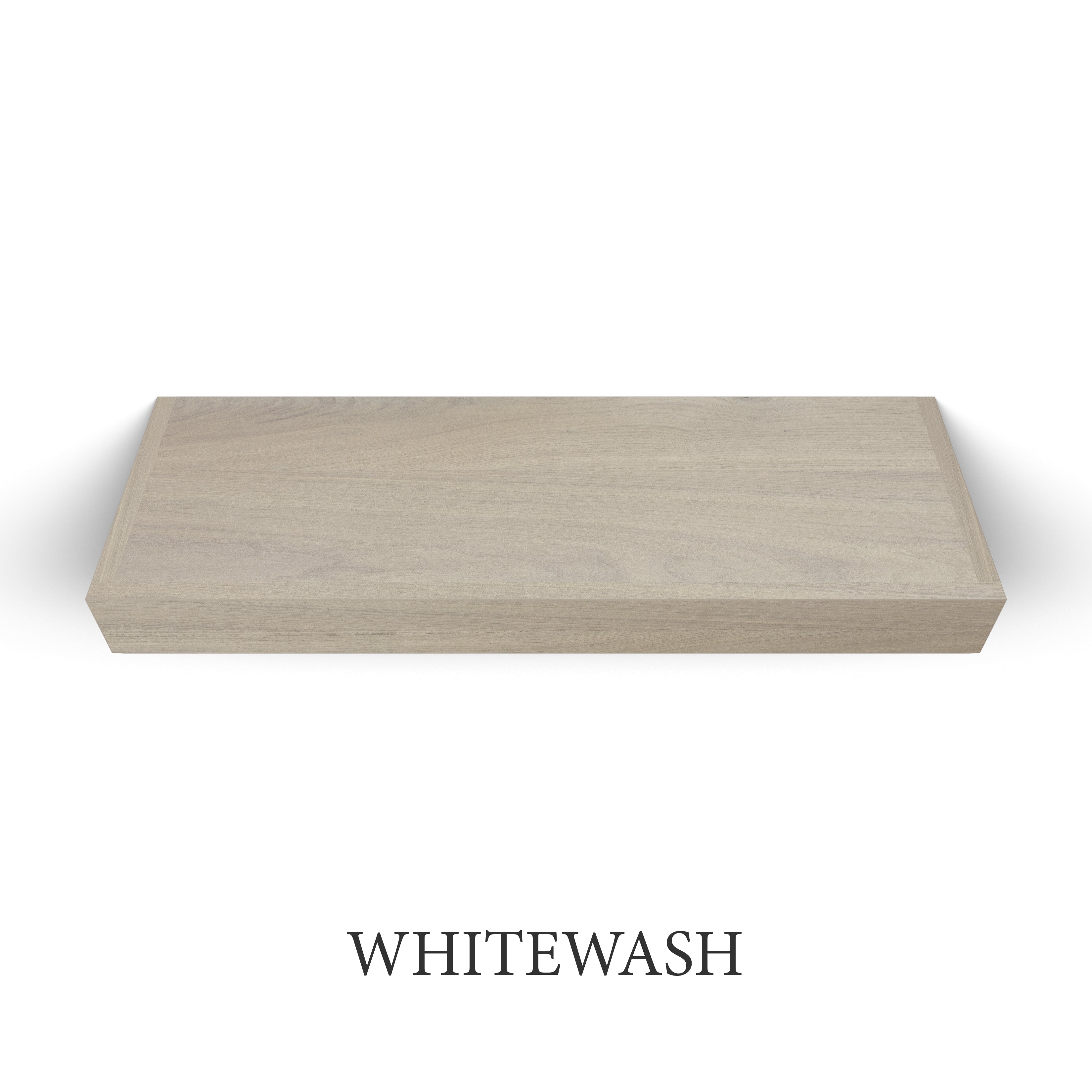 whitewash Walnut 3 Inch Thick LED Lighted Floating Shelf - Hardwired