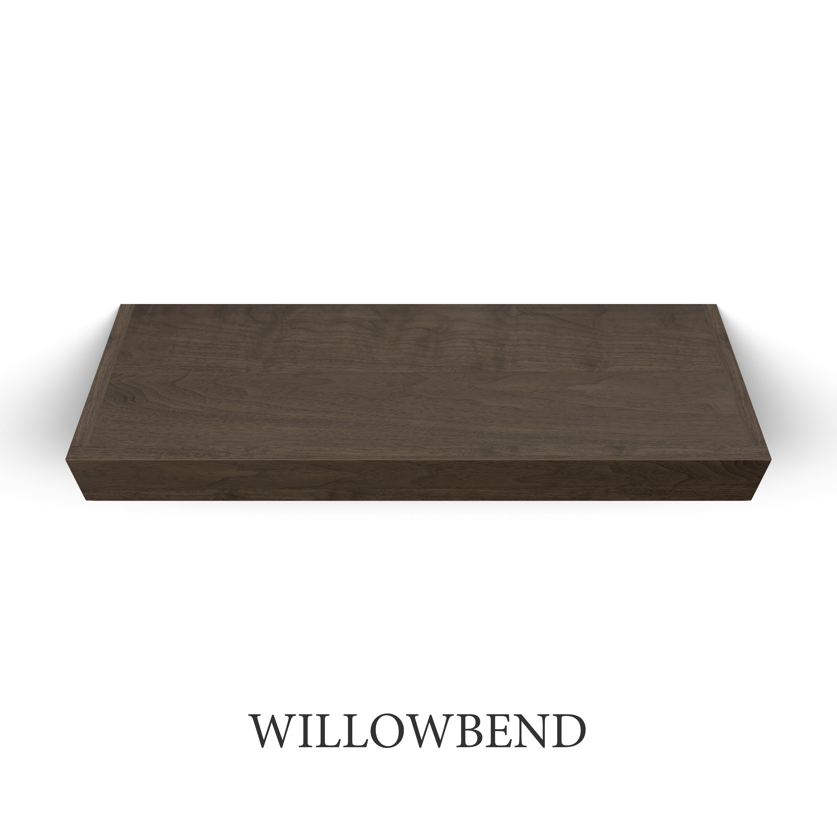 willowbend Walnut 3 Inch Thick LED Lighted Floating Shelf - Hardwired
