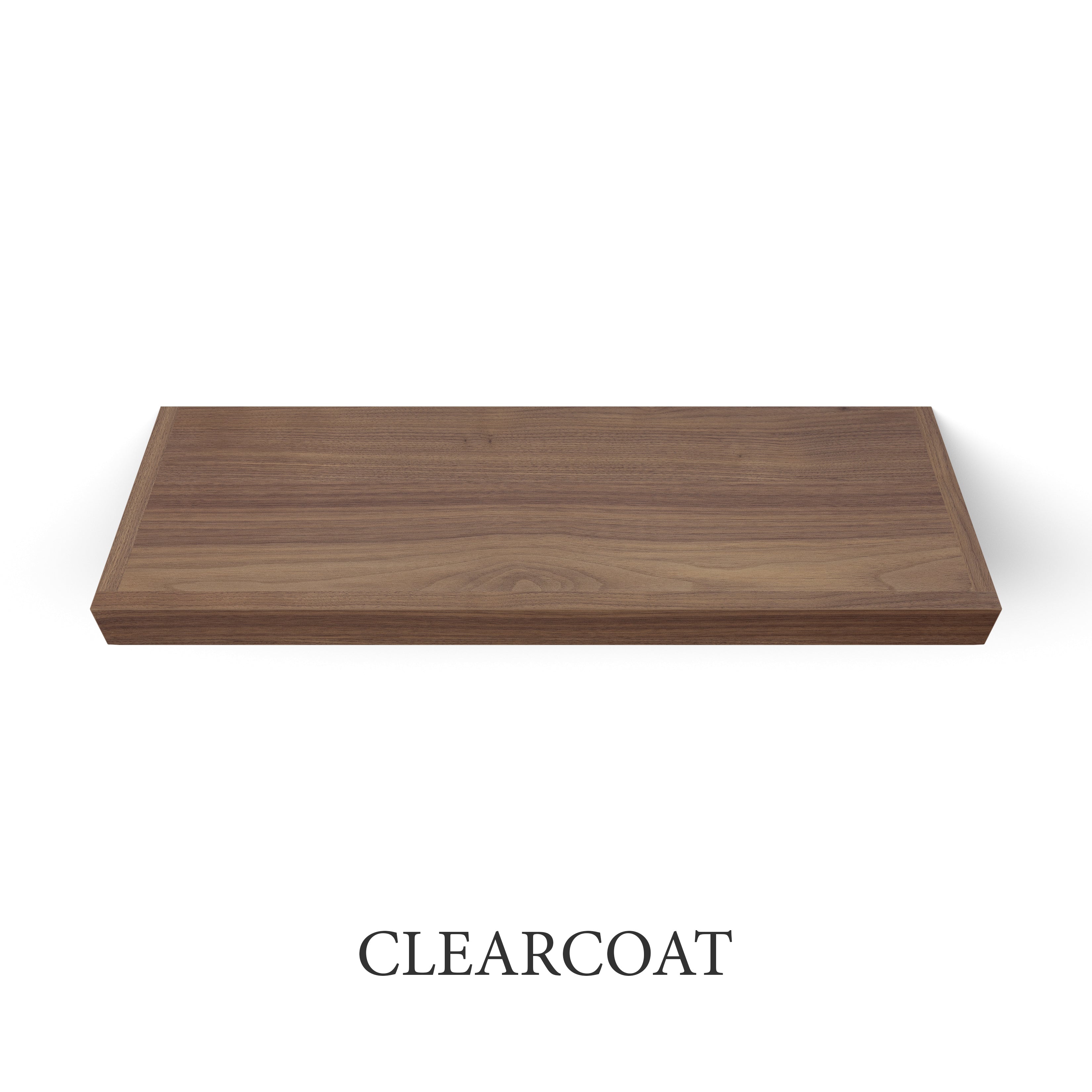 clearcoat Walnut 2 Inch Thick LED Lighted Floating Shelf - Battery