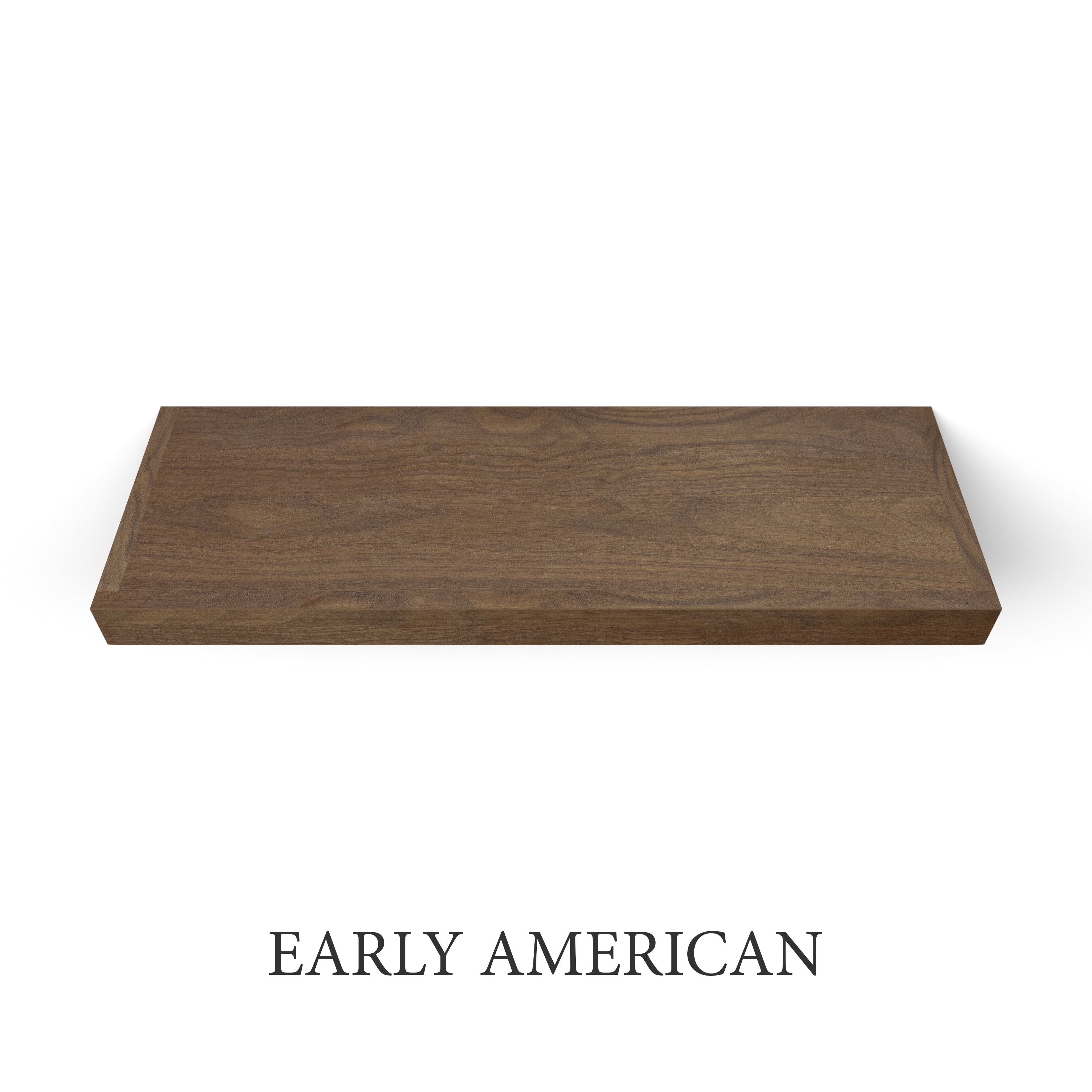 early american Walnut 2 Inch Thick LED Lighted Floating Shelf - Hardwired