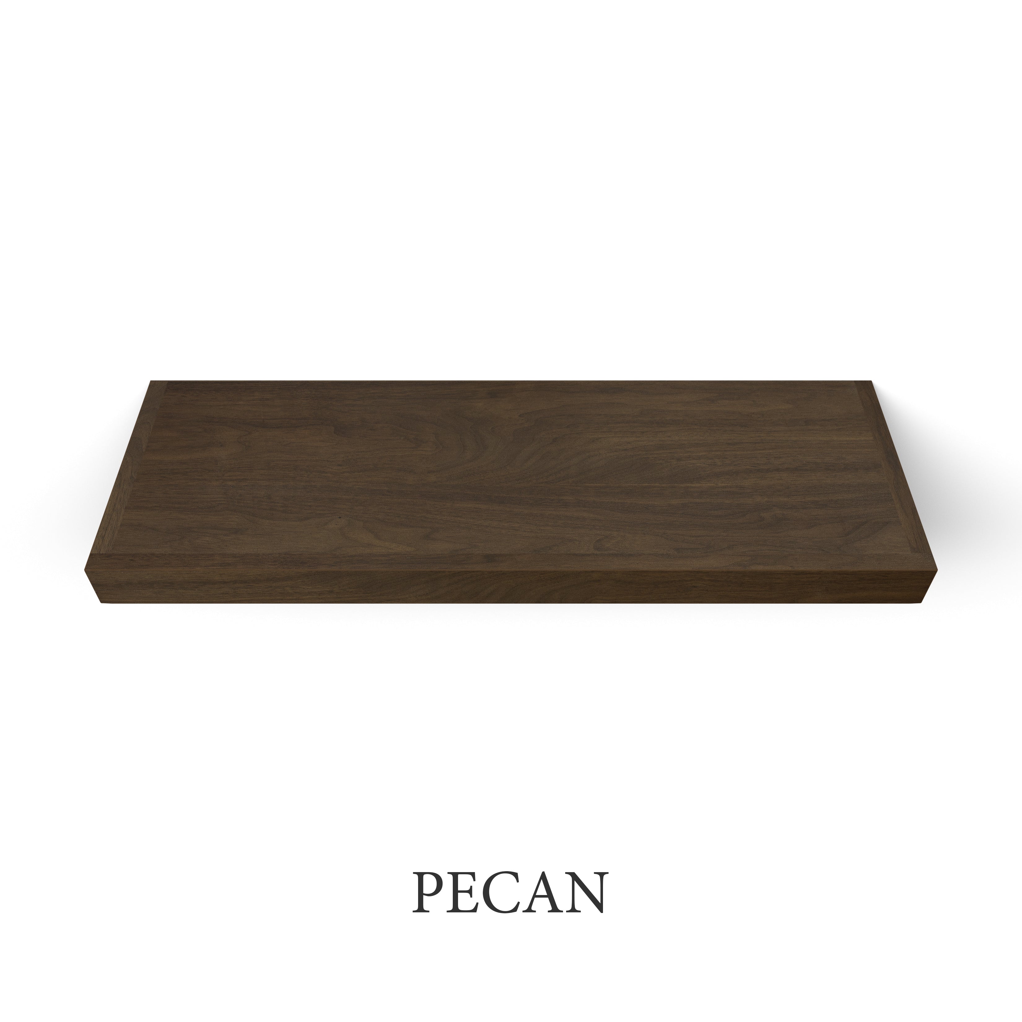 pecan Walnut 2 Inch Thick LED Lighted Floating Shelf - Battery