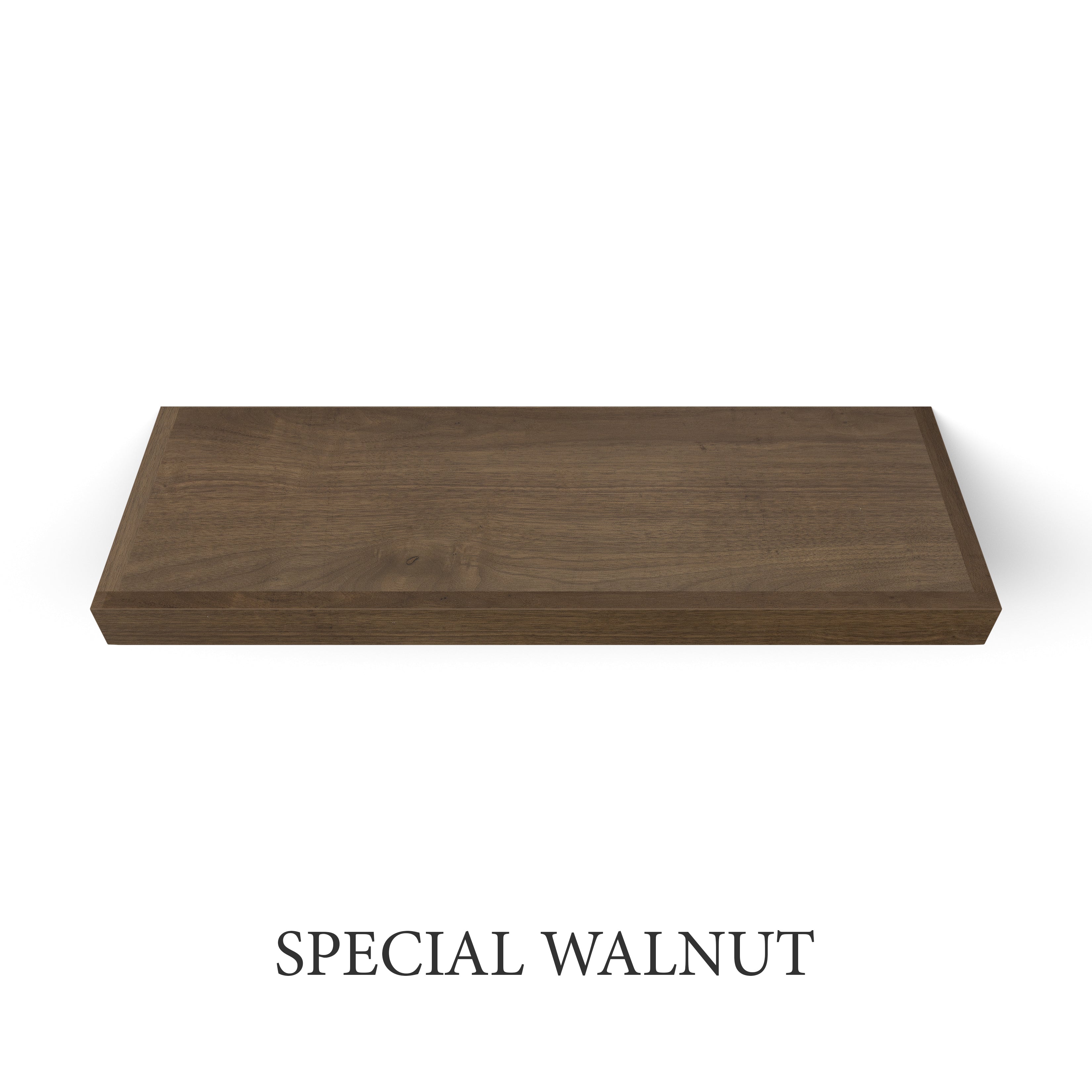 special walnut Walnut 2 Inch Thick LED Lighted Floating Shelf - Hardwired