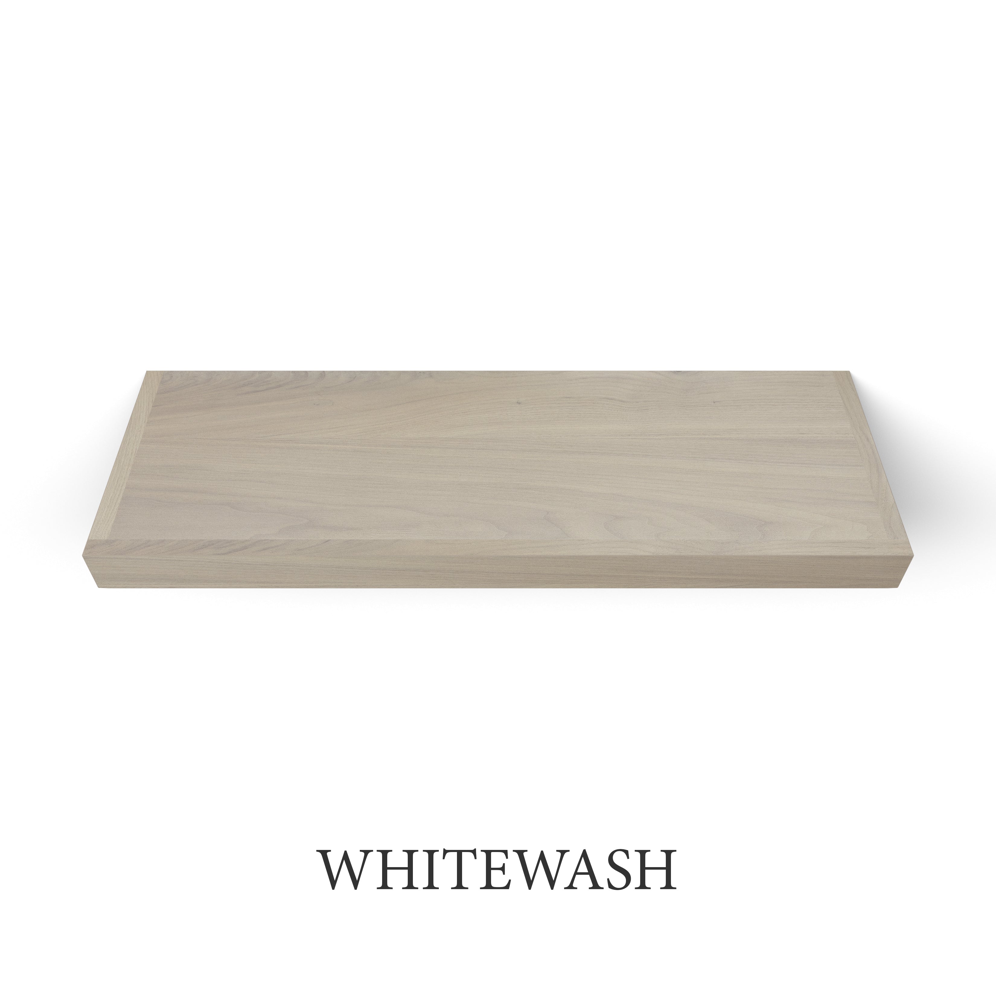 whitewash Walnut 2 Inch Thick LED Lighted Floating Shelf - Hardwired