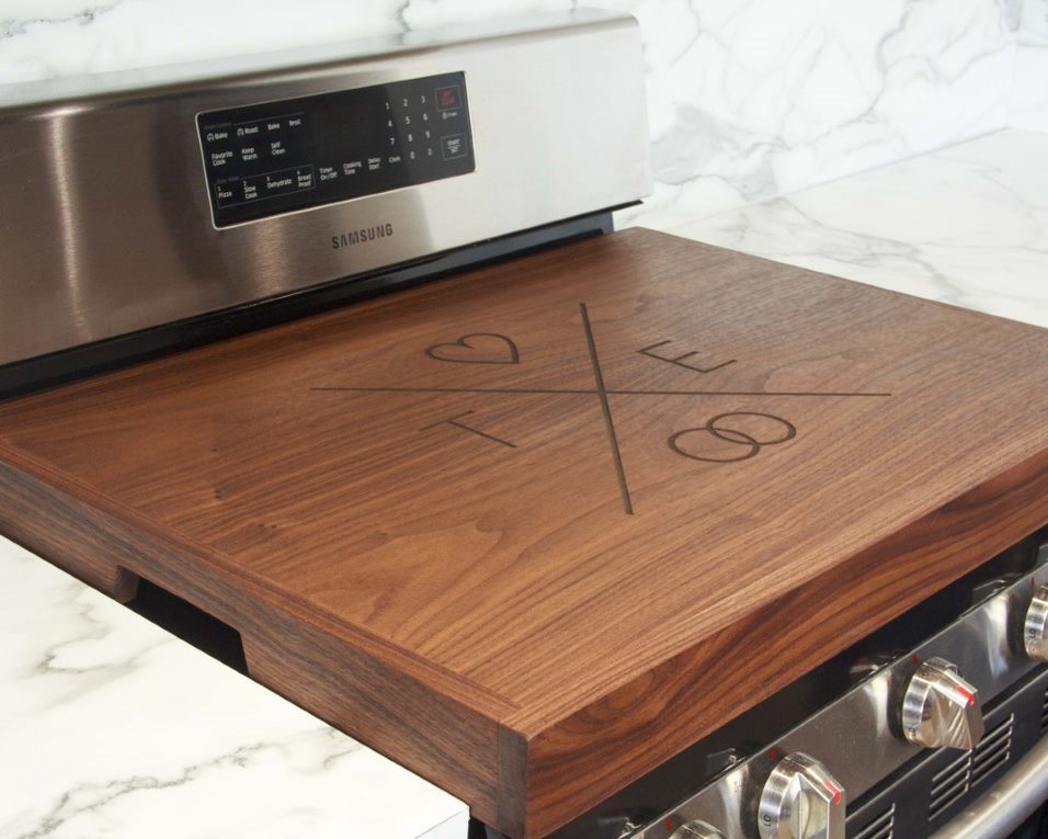 thick walnut stove top cover 