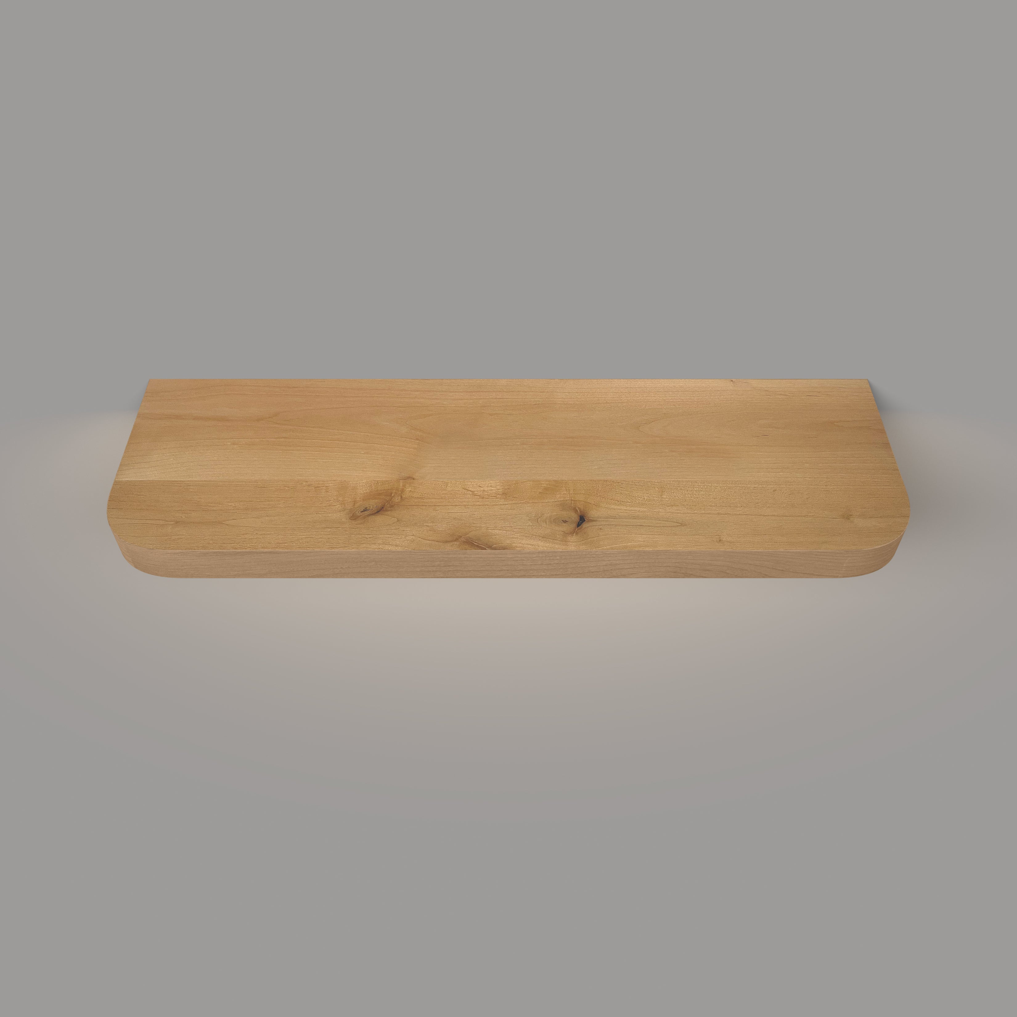 Rustic Alder Radius LED Lighted Floating Shelf - Hardwired