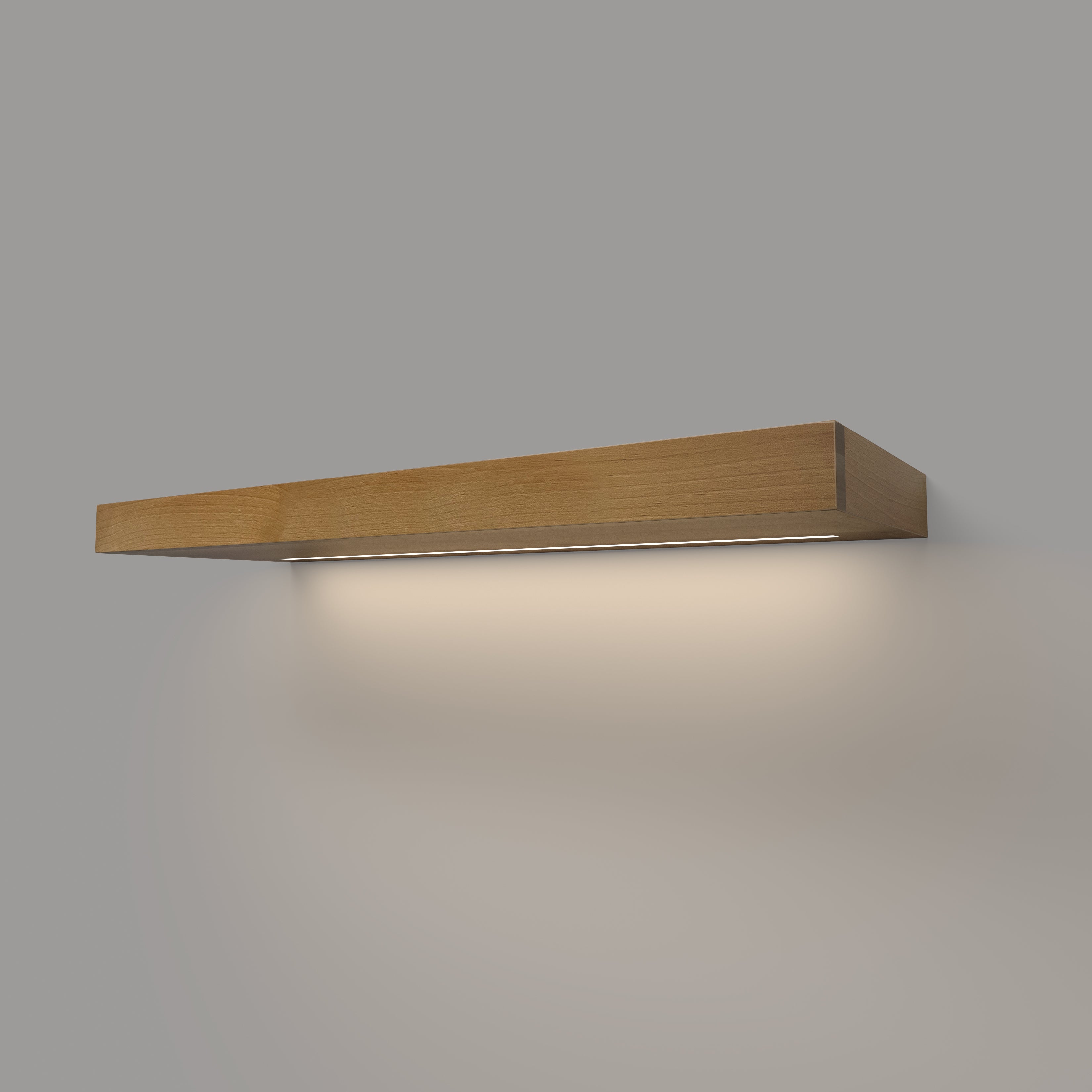 Rustic Alder 2 Inch Thick LED Lighted Floating Shelves - Hardwired